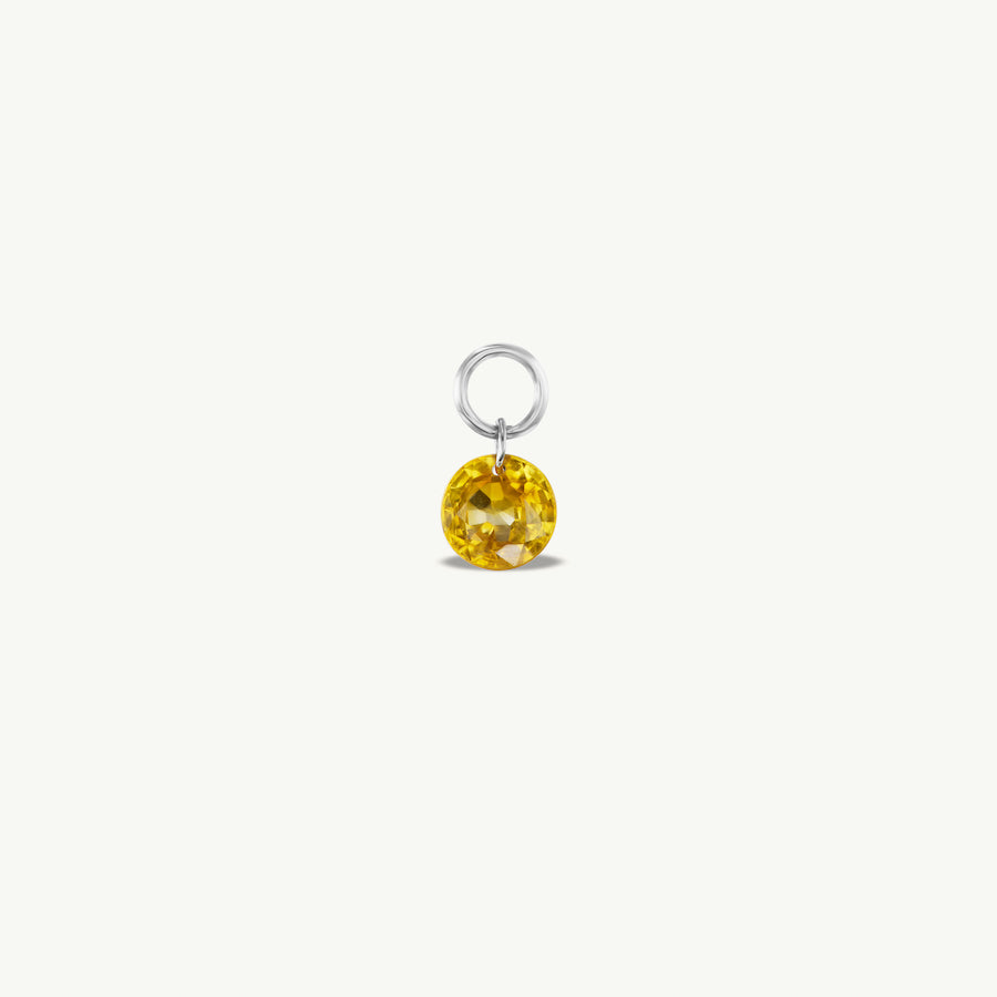 Small Round Pierced Dark Yellow Sapphire Charm for Huggies