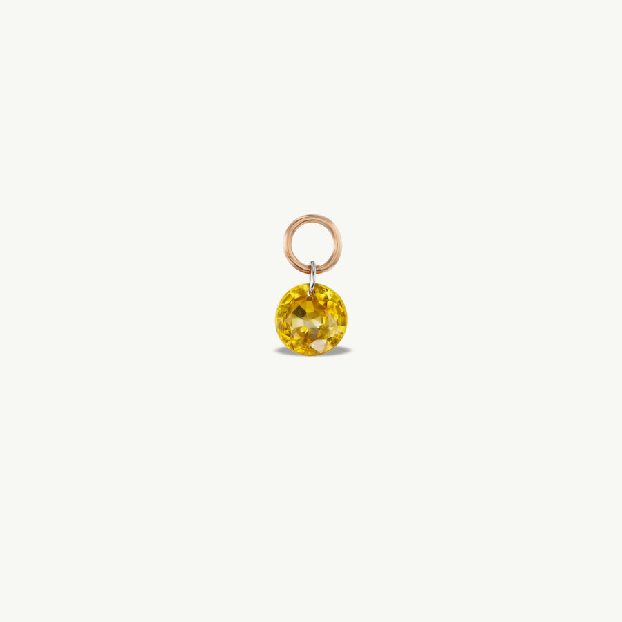 Small Round Pierced Dark Yellow Sapphire Charm for Huggies