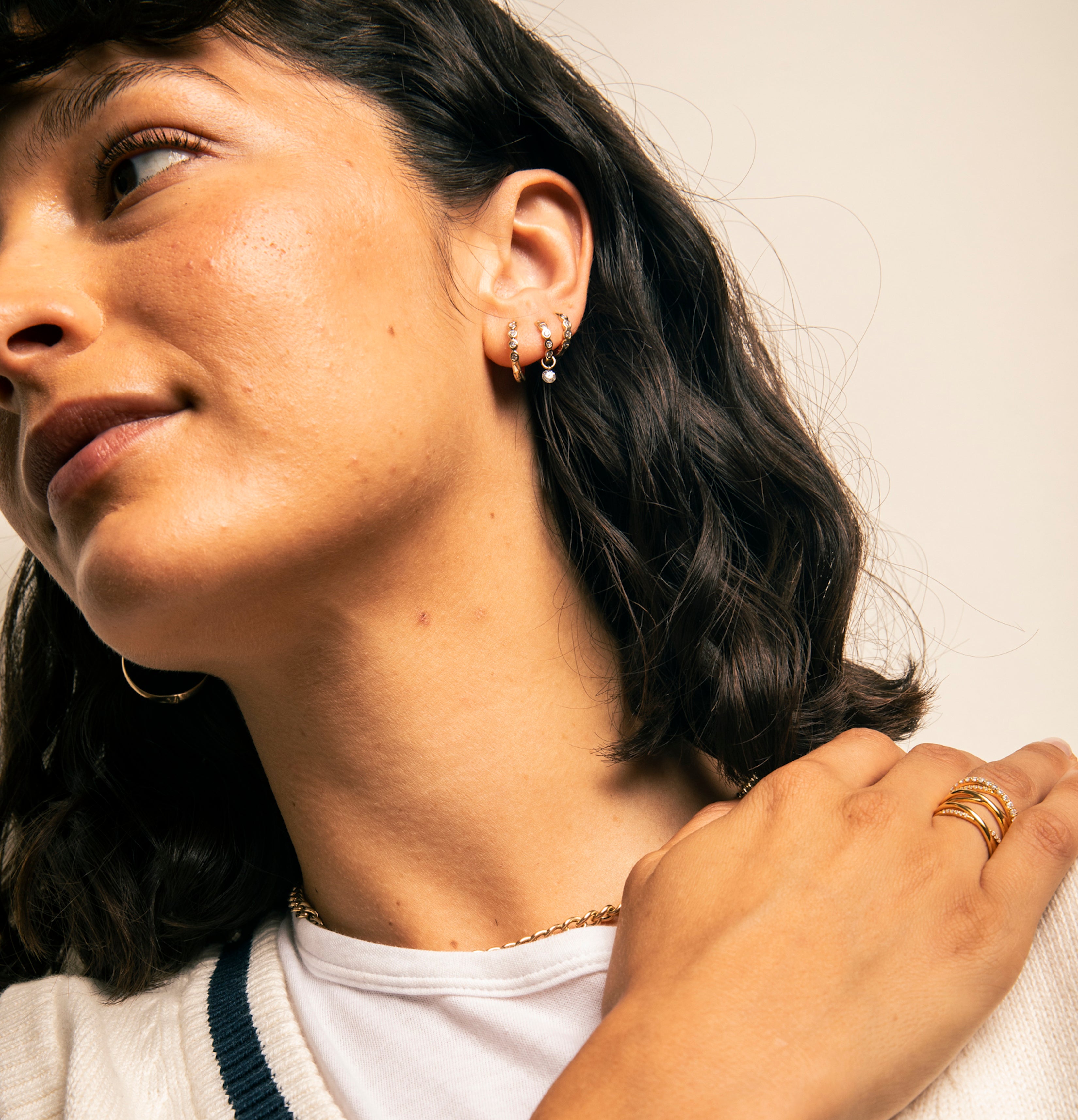 8mm Diamond Bezel Hoops