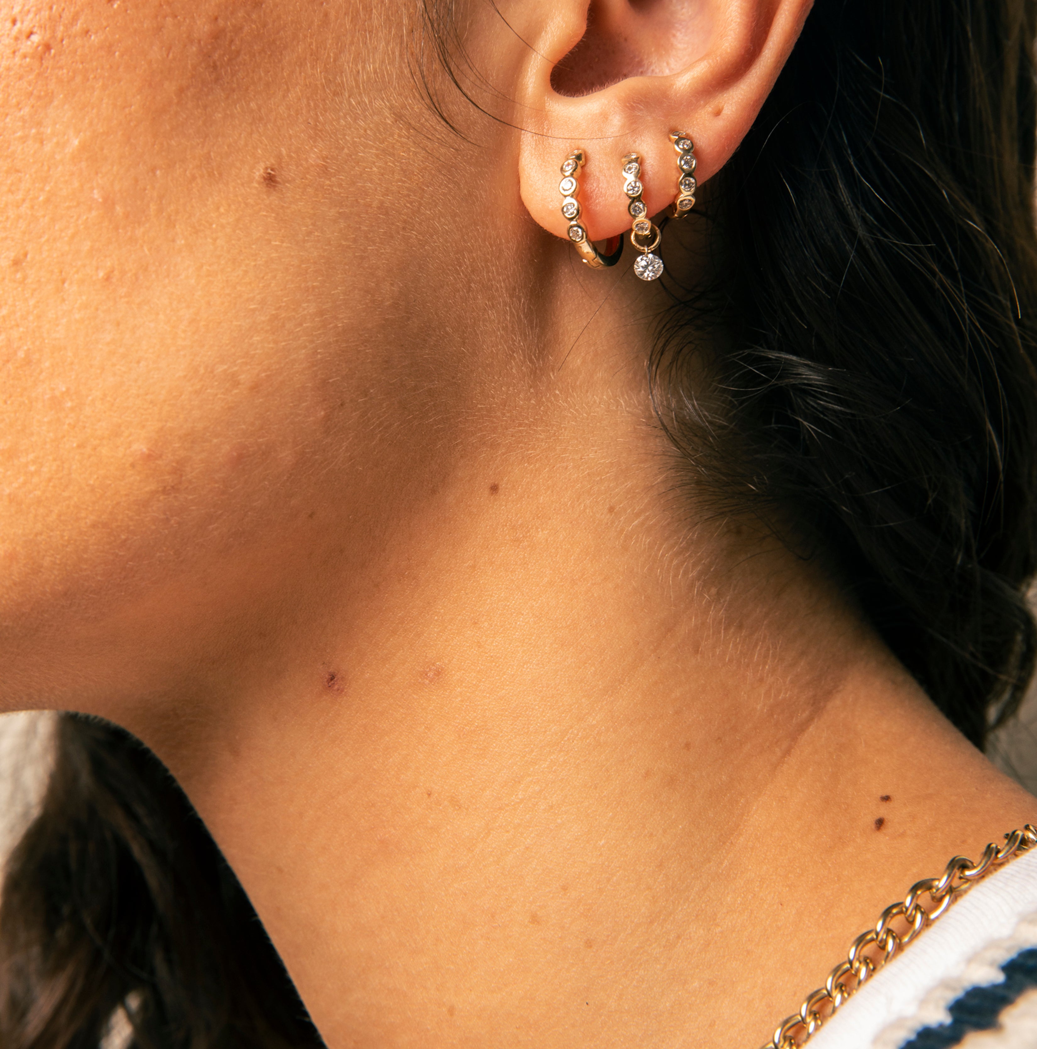 8mm Diamond Bezel Hoops