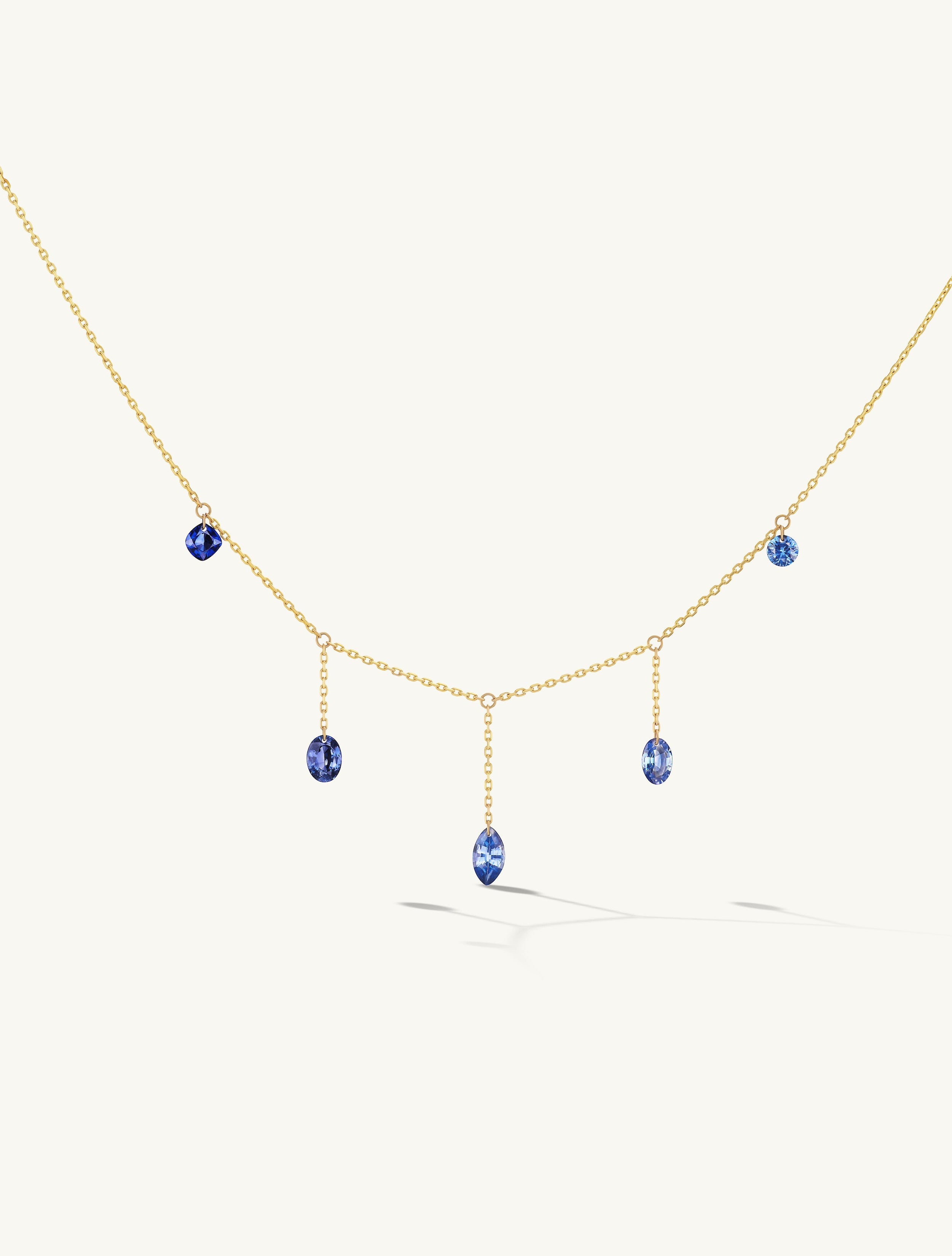 Five Pierced Blue Sapphire Necklace