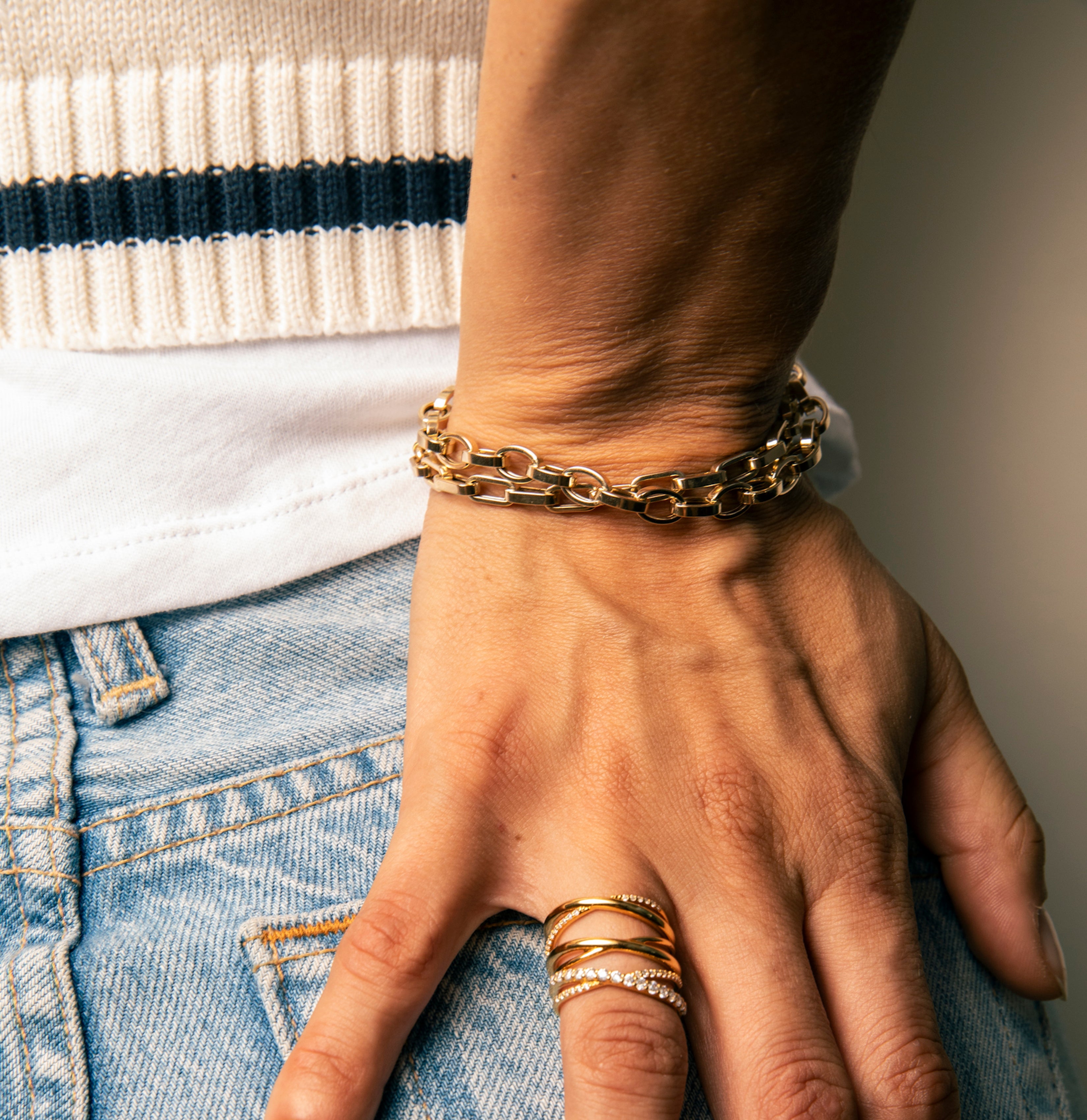 Chunky Flat Oval Chain Bracelet
