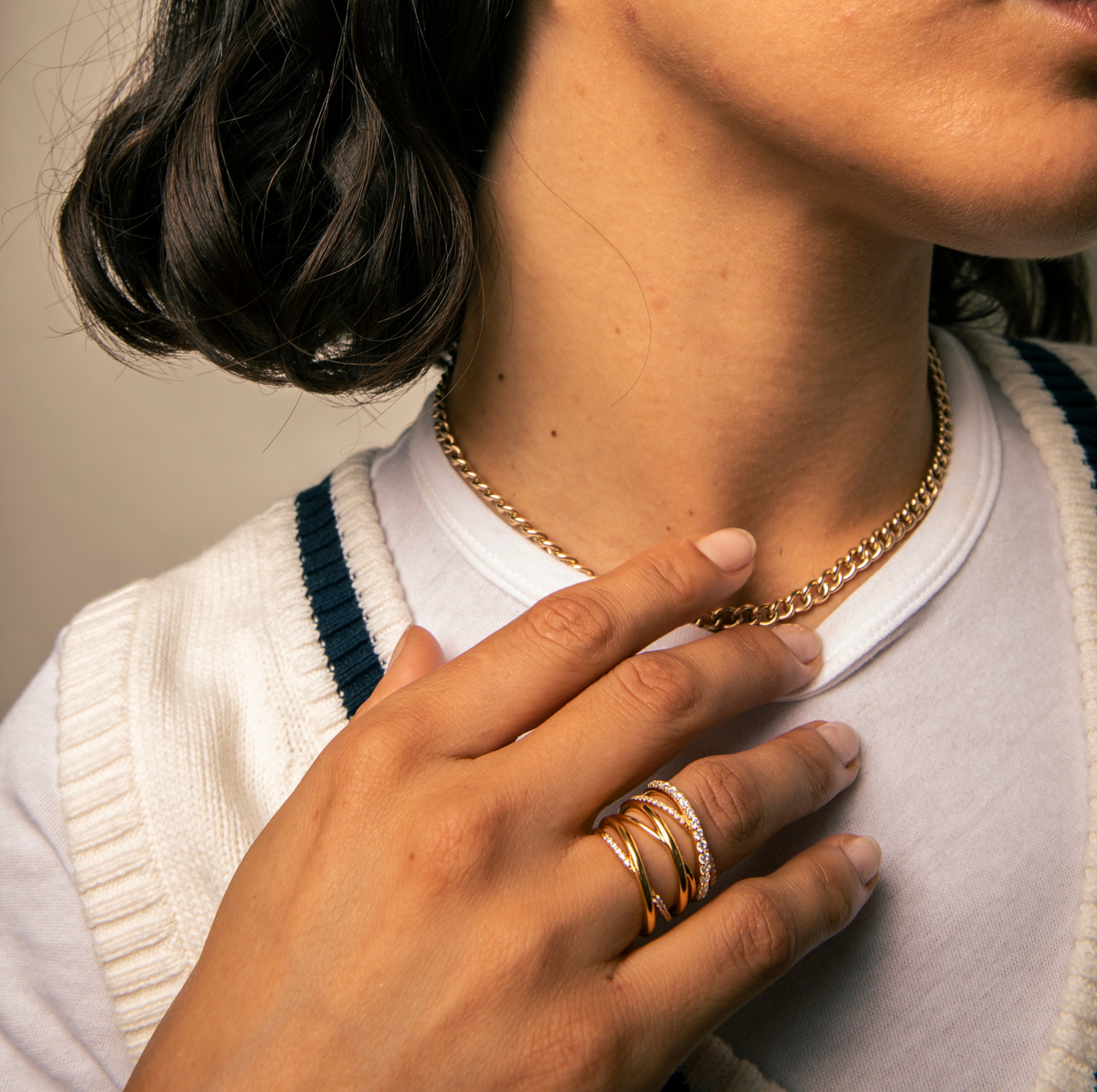 Full Pave Crossover Ring Try-On