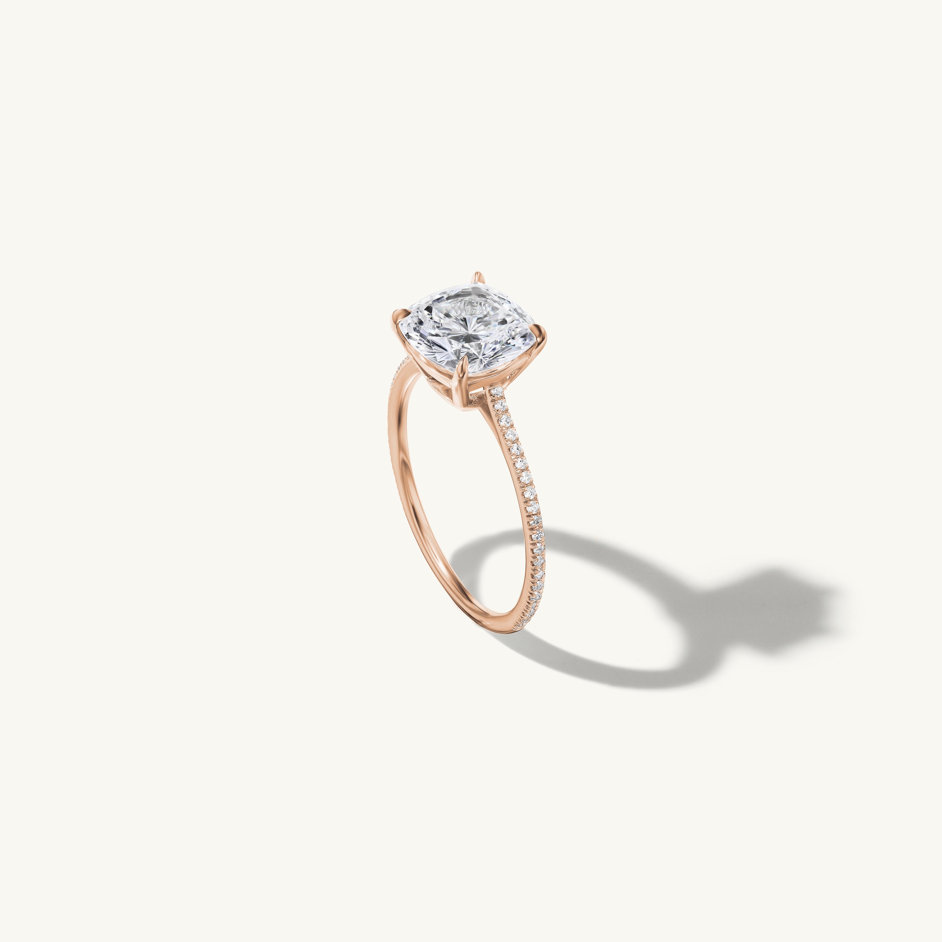 Pave Floating Cushion Engagement Ring
