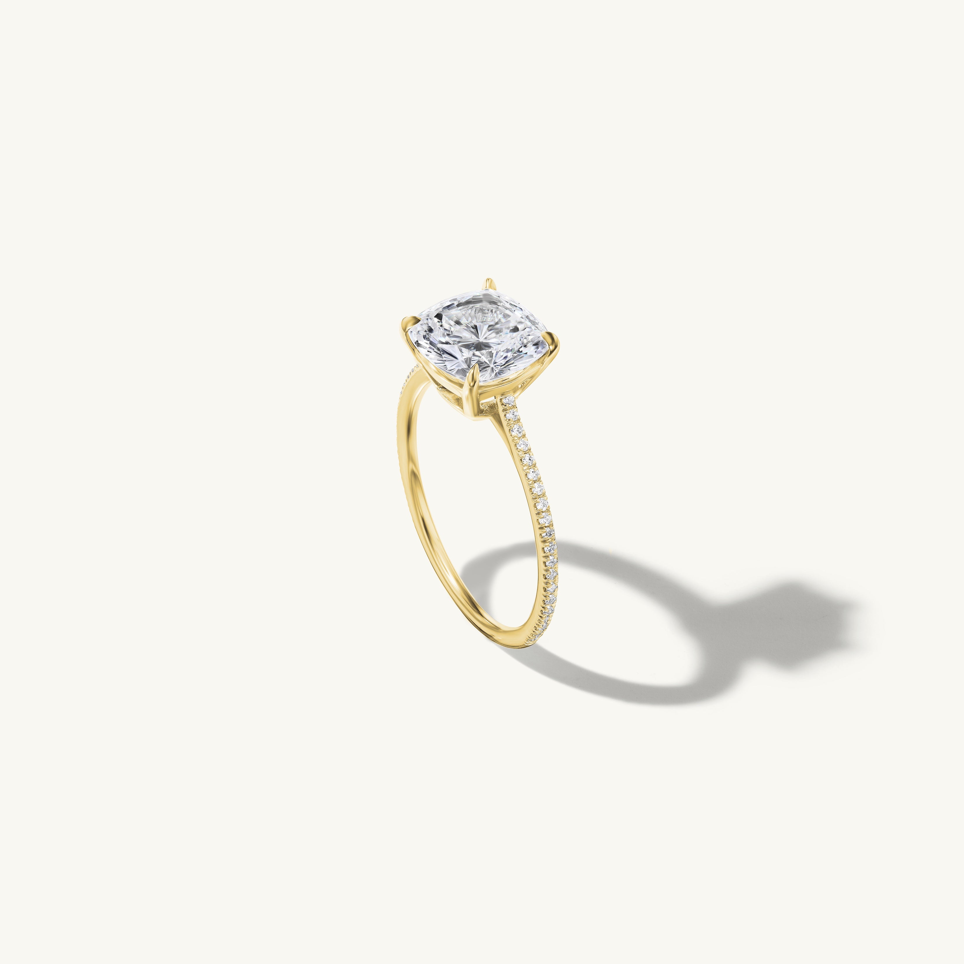 Pave Floating Cushion Engagement Ring