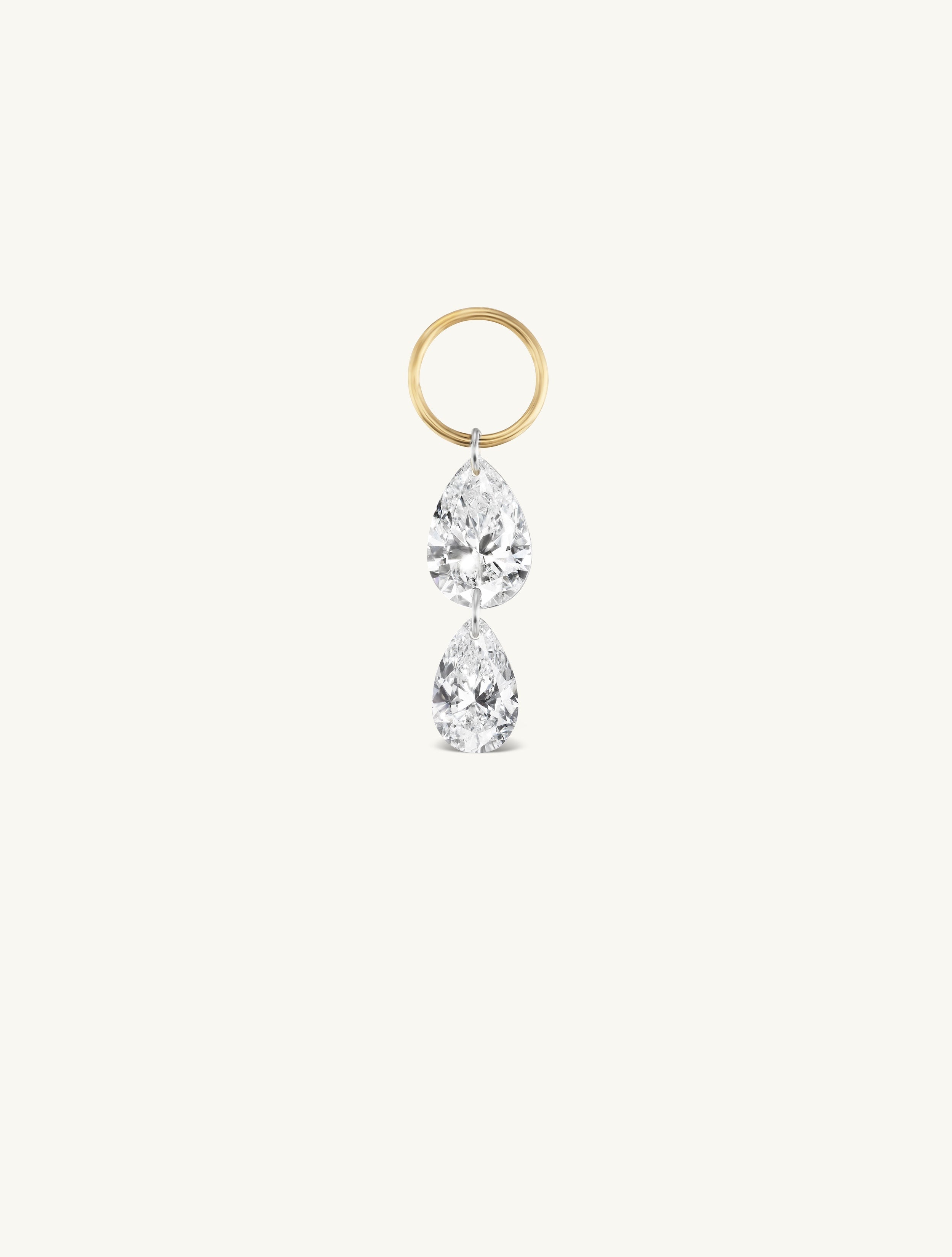 Double Pear Pierced Diamond Charm for Huggies