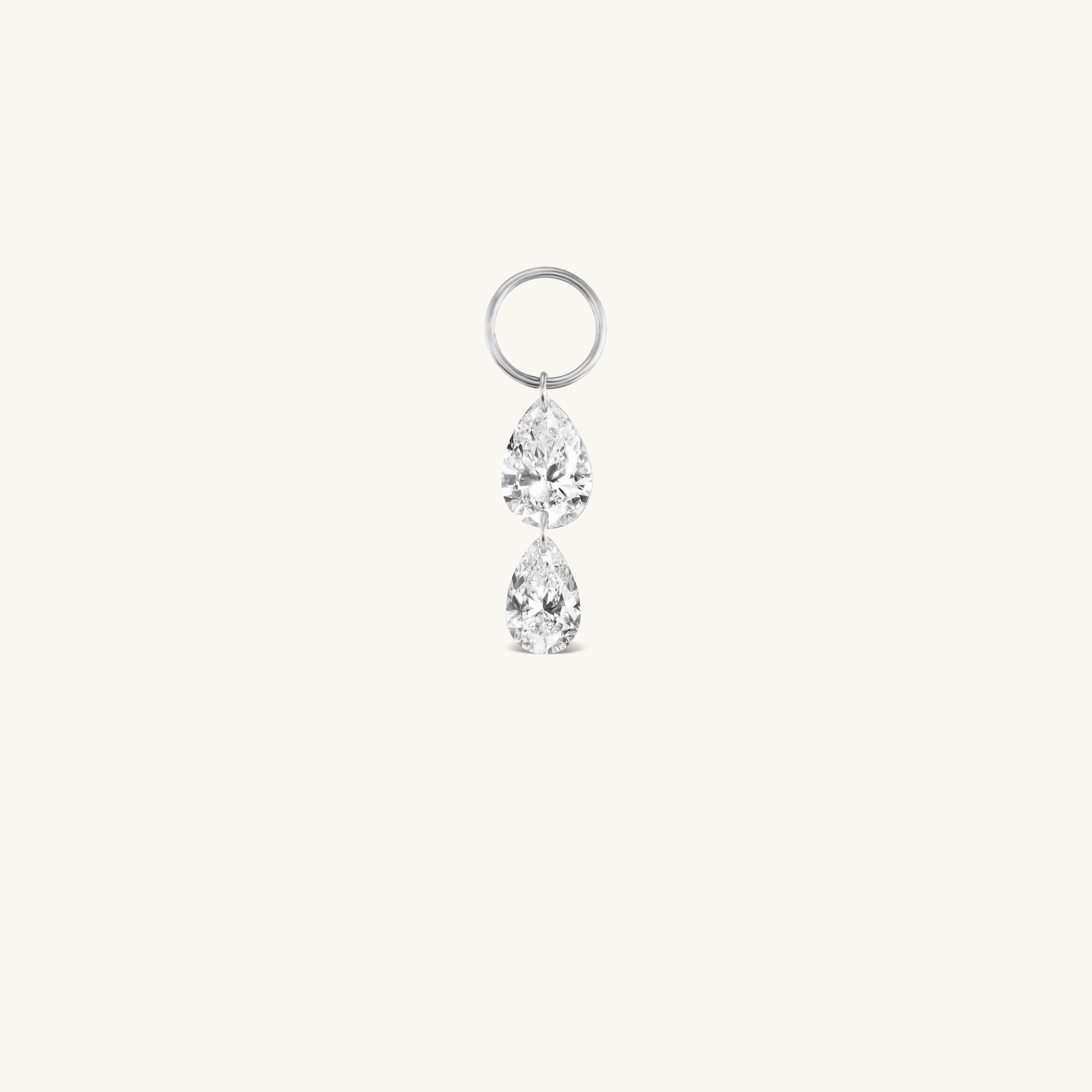 Double Pear Pierced Diamond Charm for Huggies