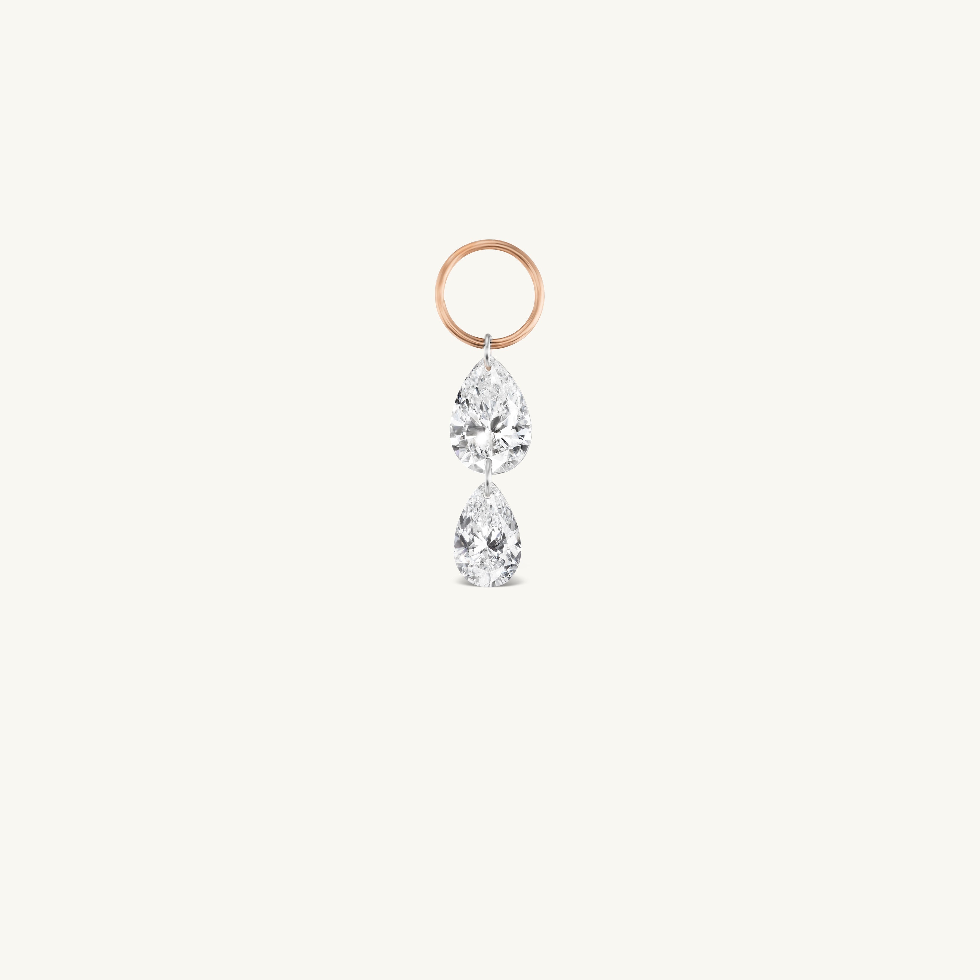 Double Pear Pierced Diamond Charm for Huggies