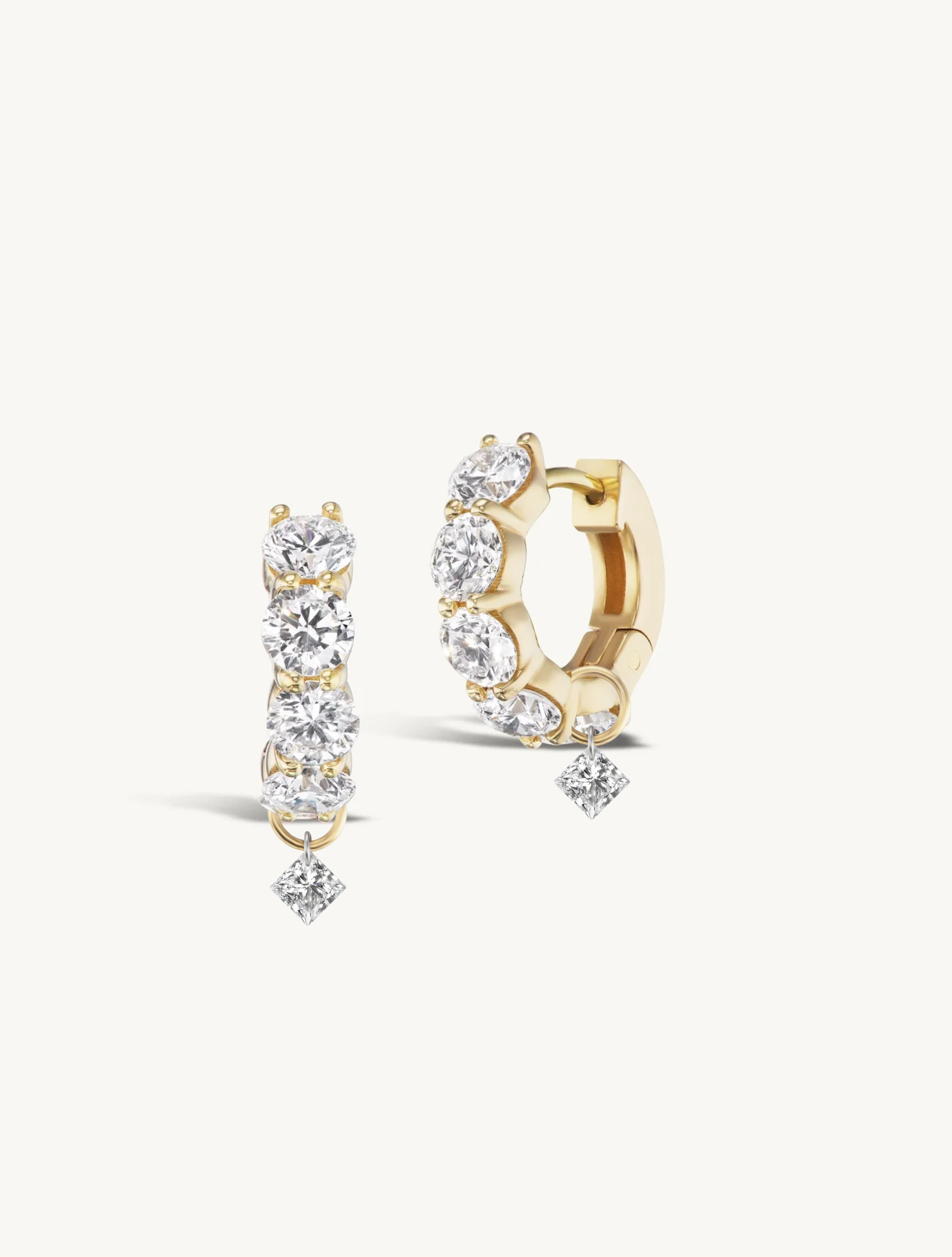Double Prong Large Diamond Hoops + Free Mini Diamond Charms