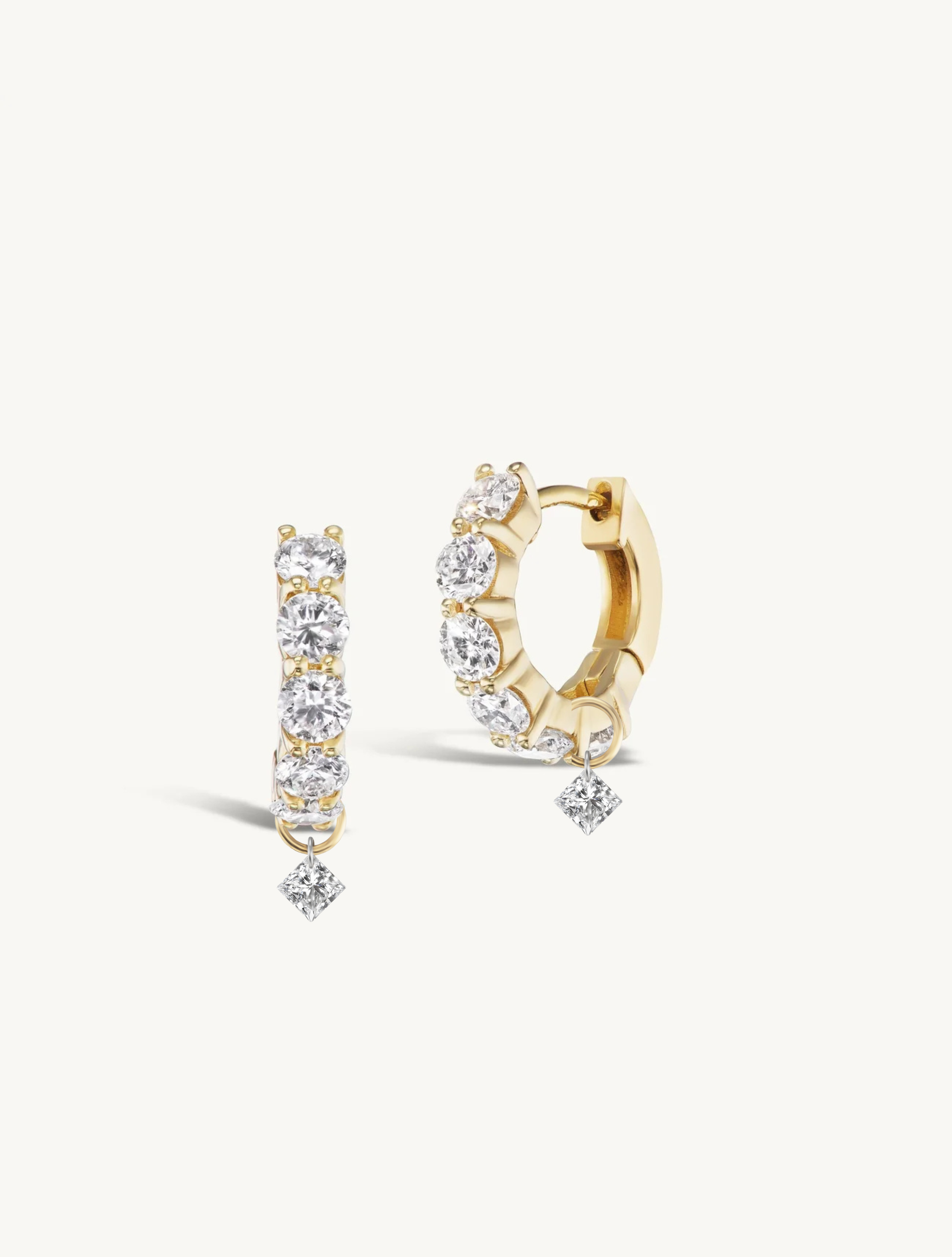 Double Prong Medium Diamond Hoops + Free Mini Diamond Charms
