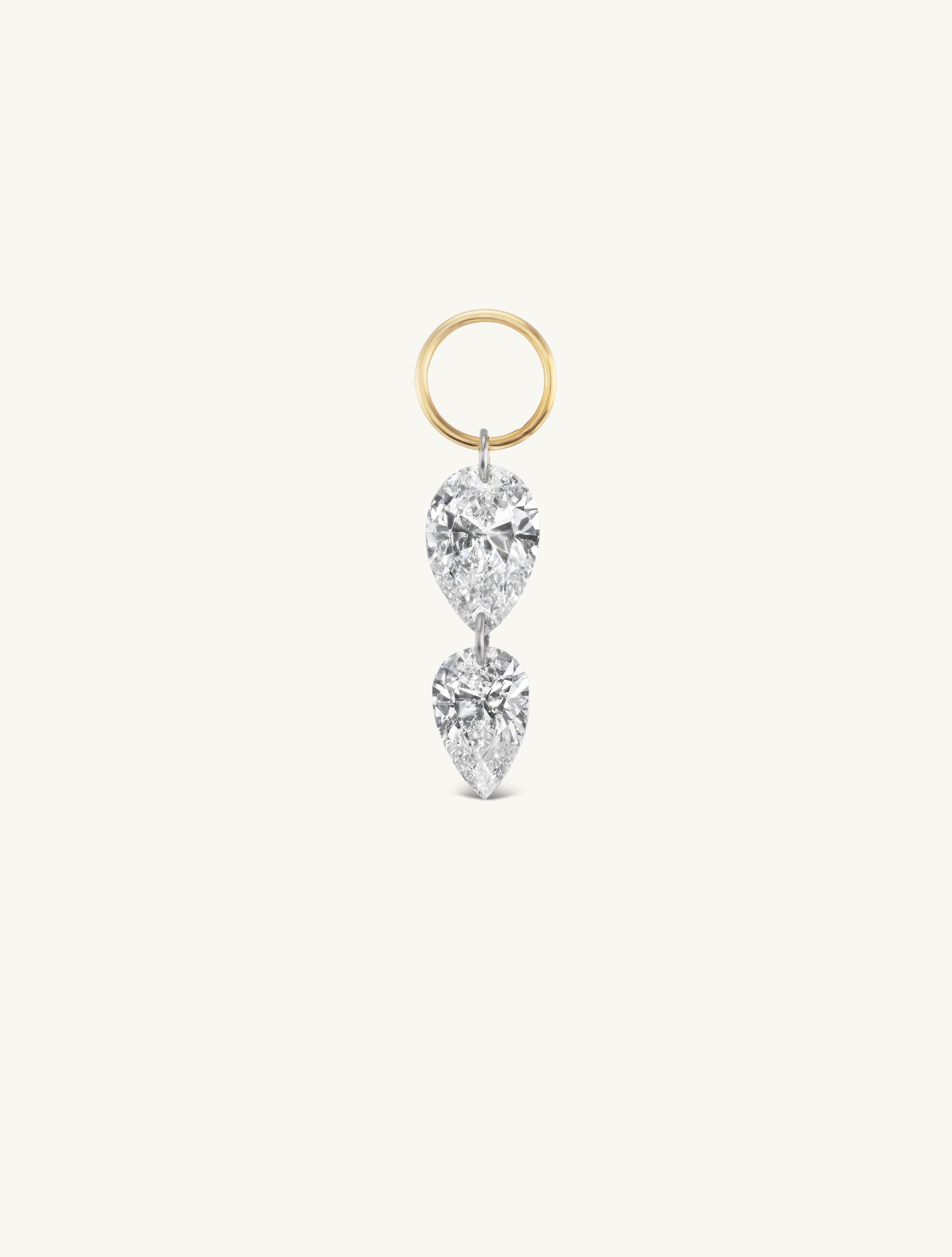 Double Inverted Pear Pierced Diamond Charm for Huggies