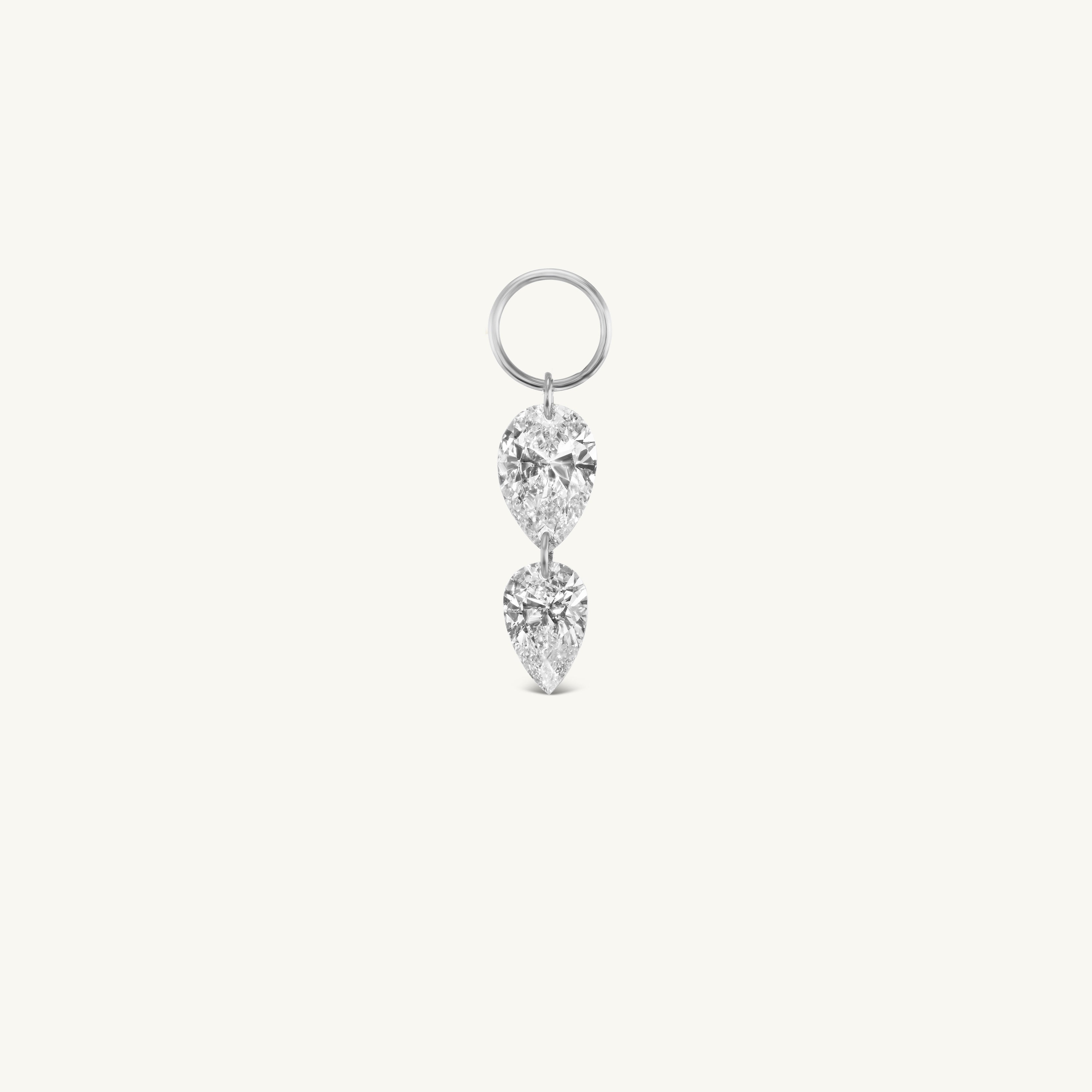 Double Inverted Pear Pierced Diamond Charm for Huggies