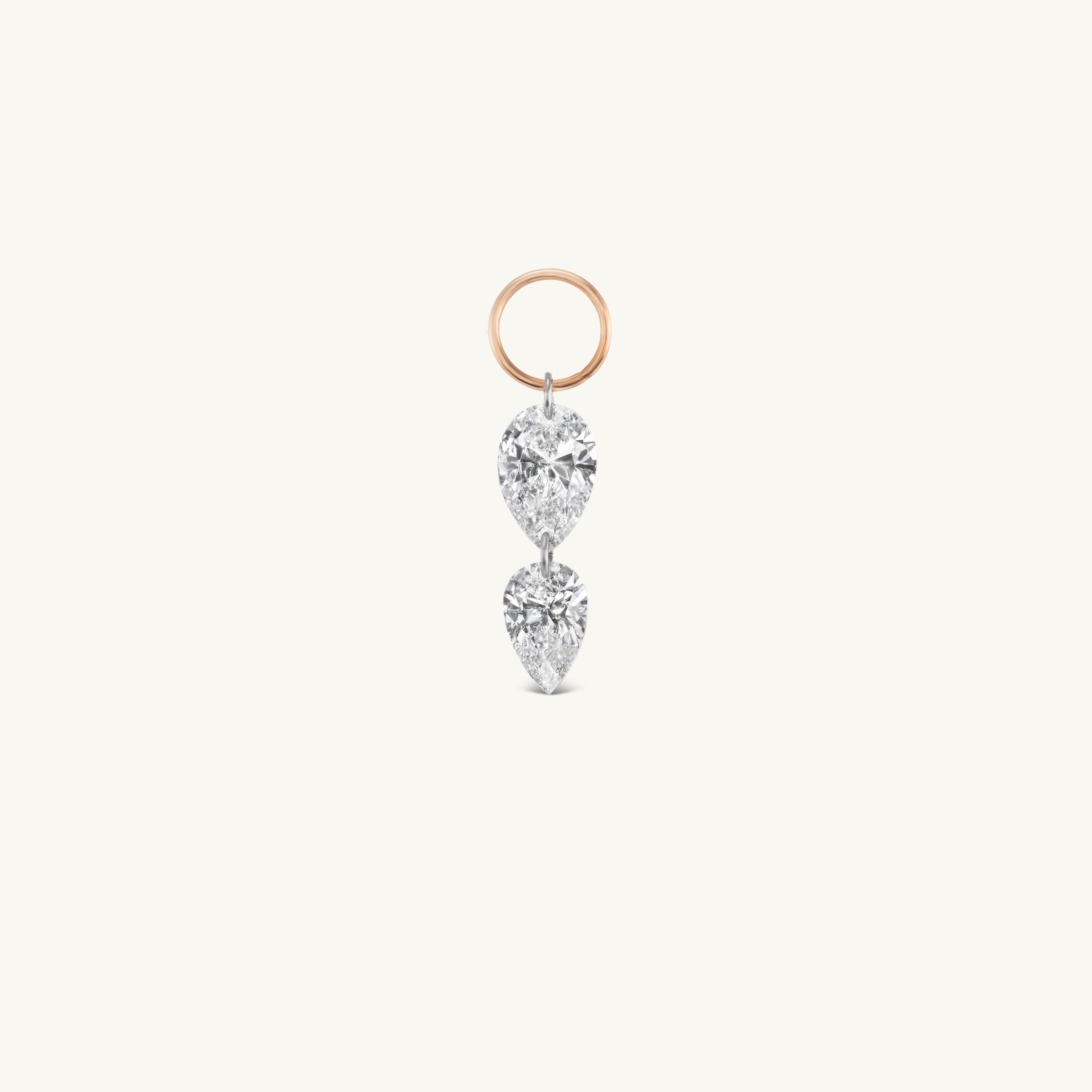 Double Inverted Pear Pierced Diamond Charm for Huggies