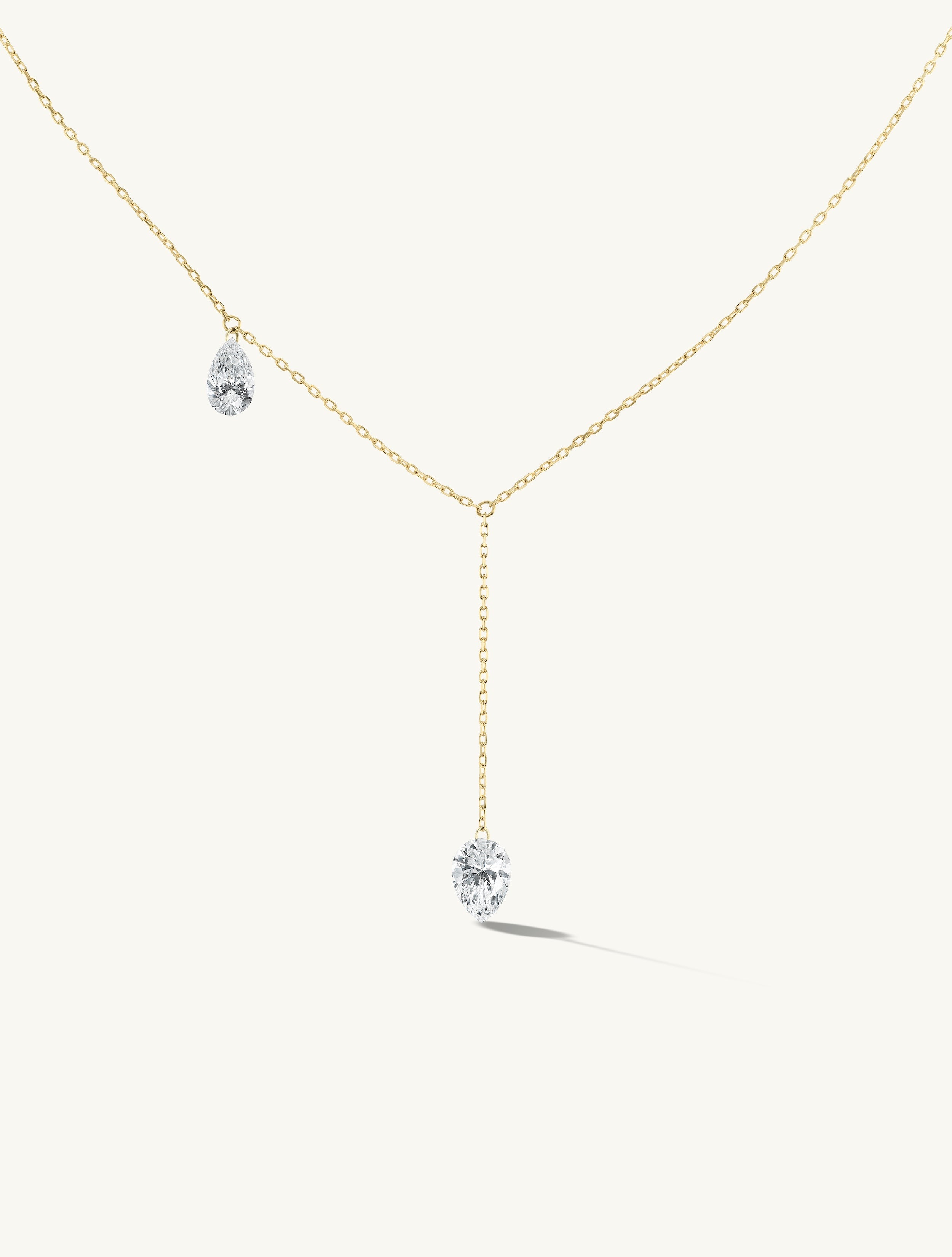 Duo Pierced Pear Diamond Necklace