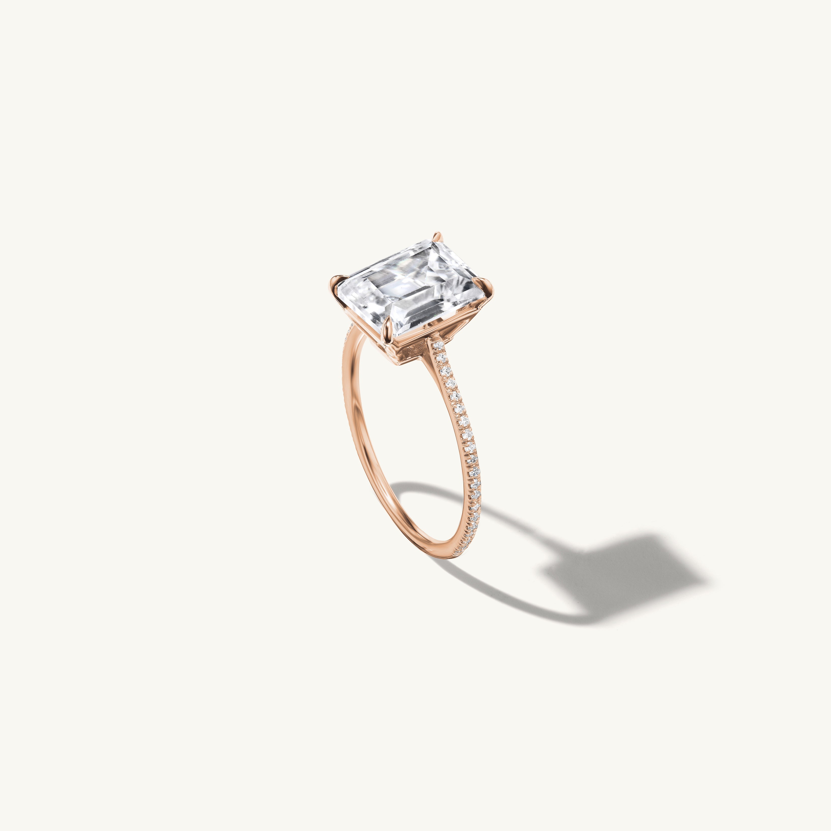 Pave Floating Emerald Engagement Ring