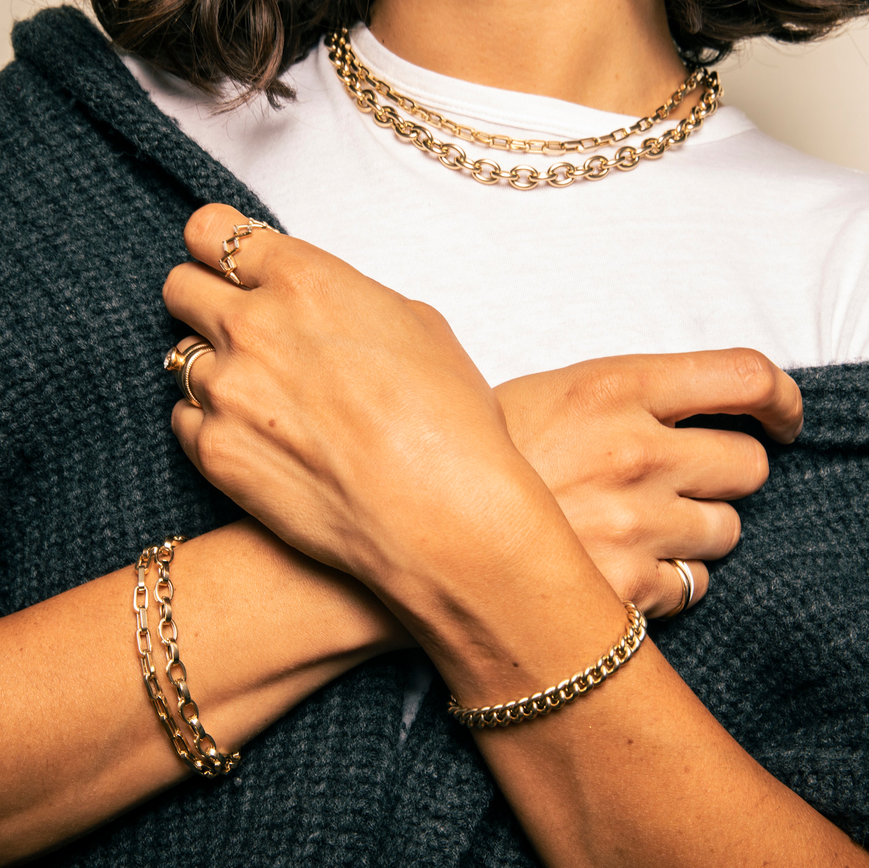 Chunky Flat Rectangular Chain Necklace