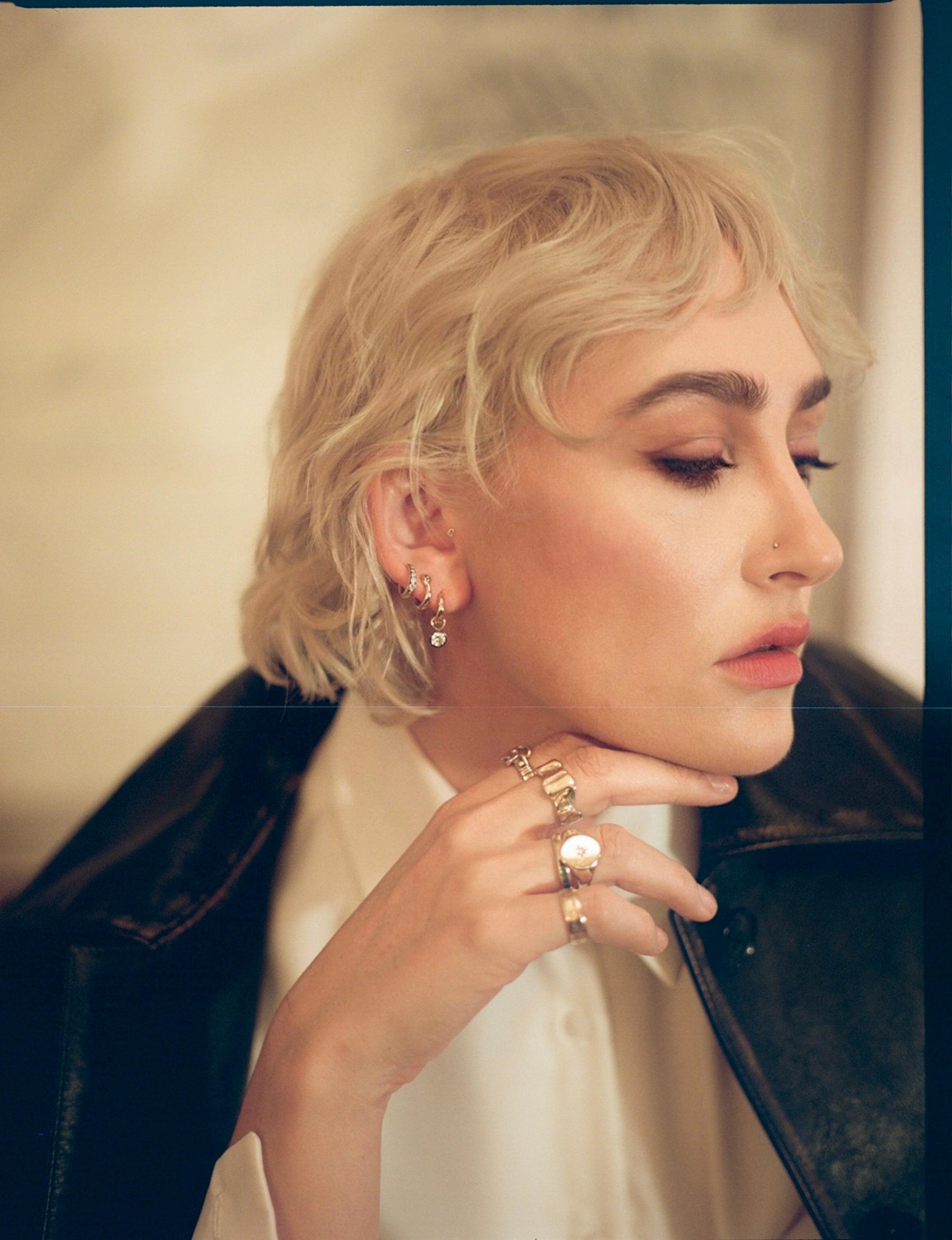 8mm Patina Diamond Hoop