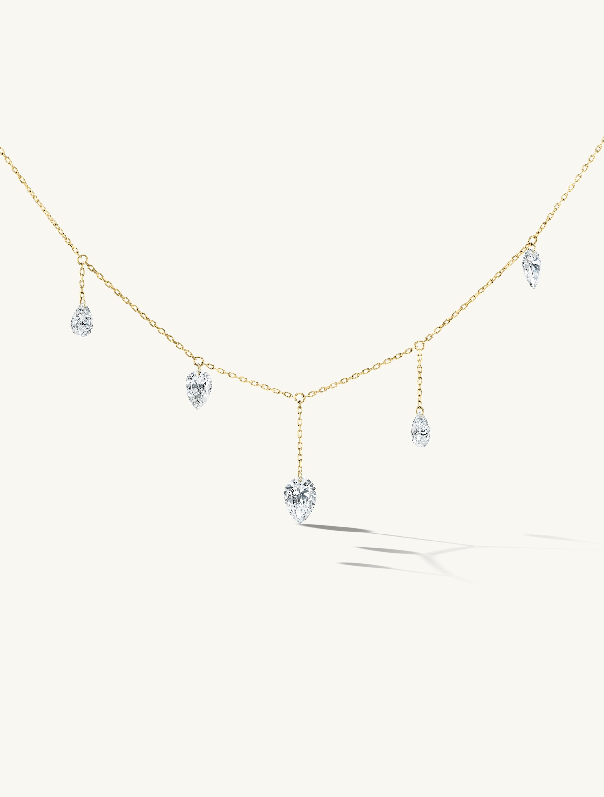 Pierced Pear Five Diamond Necklace