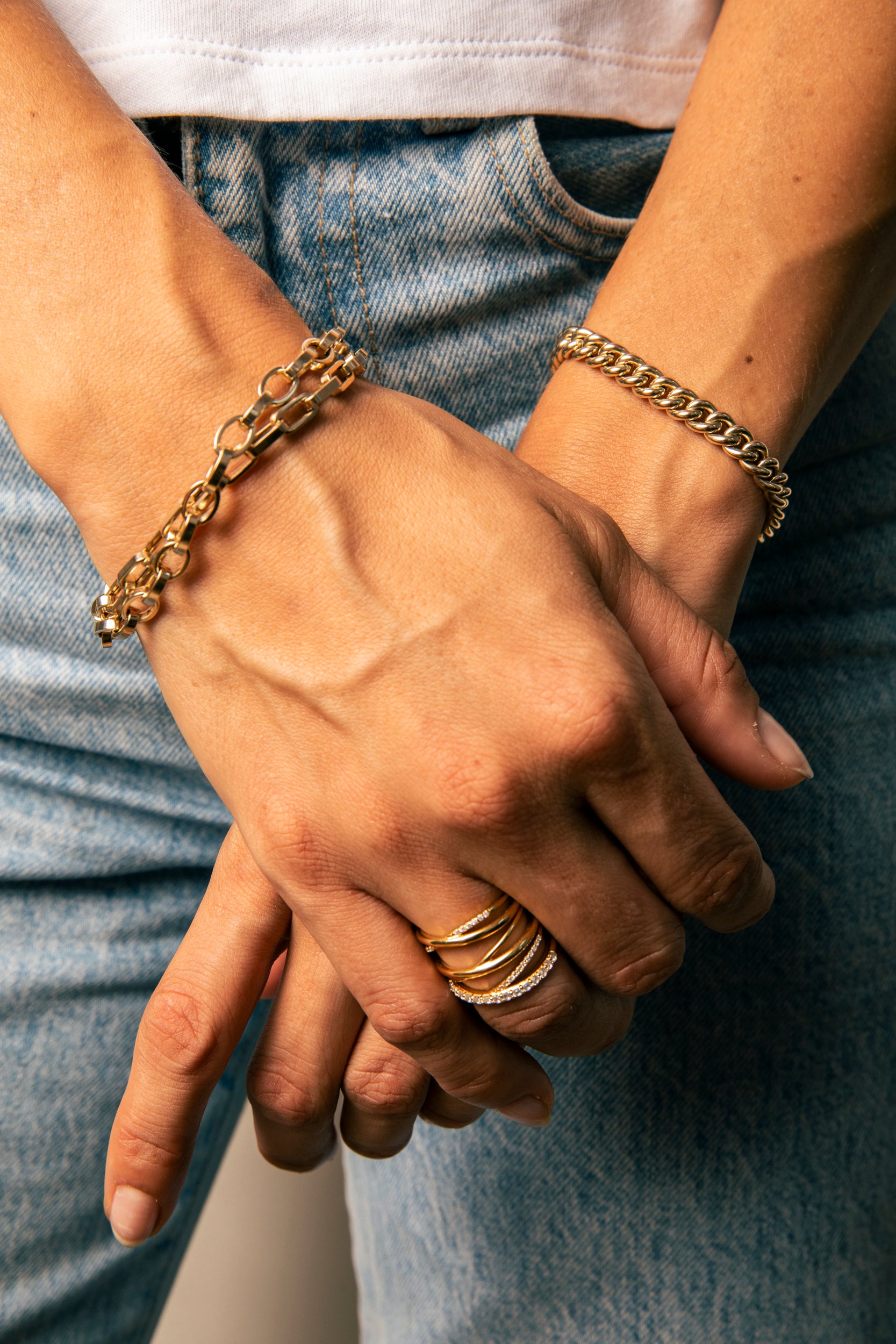 Chunky Flat Rectangular Chain Bracelet - In Stock