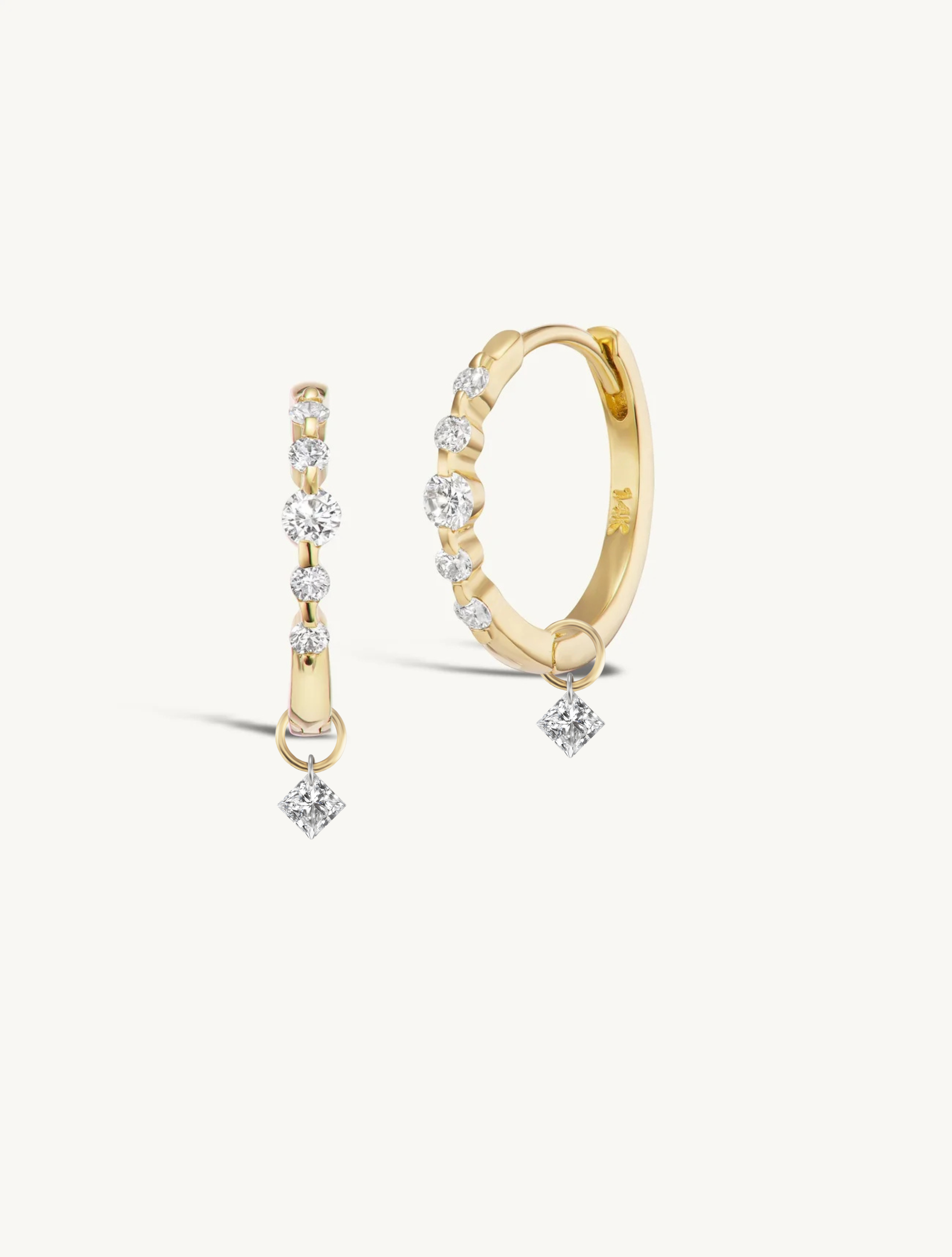 Graduating Diamond Hoops + Free Mini Diamond Charms