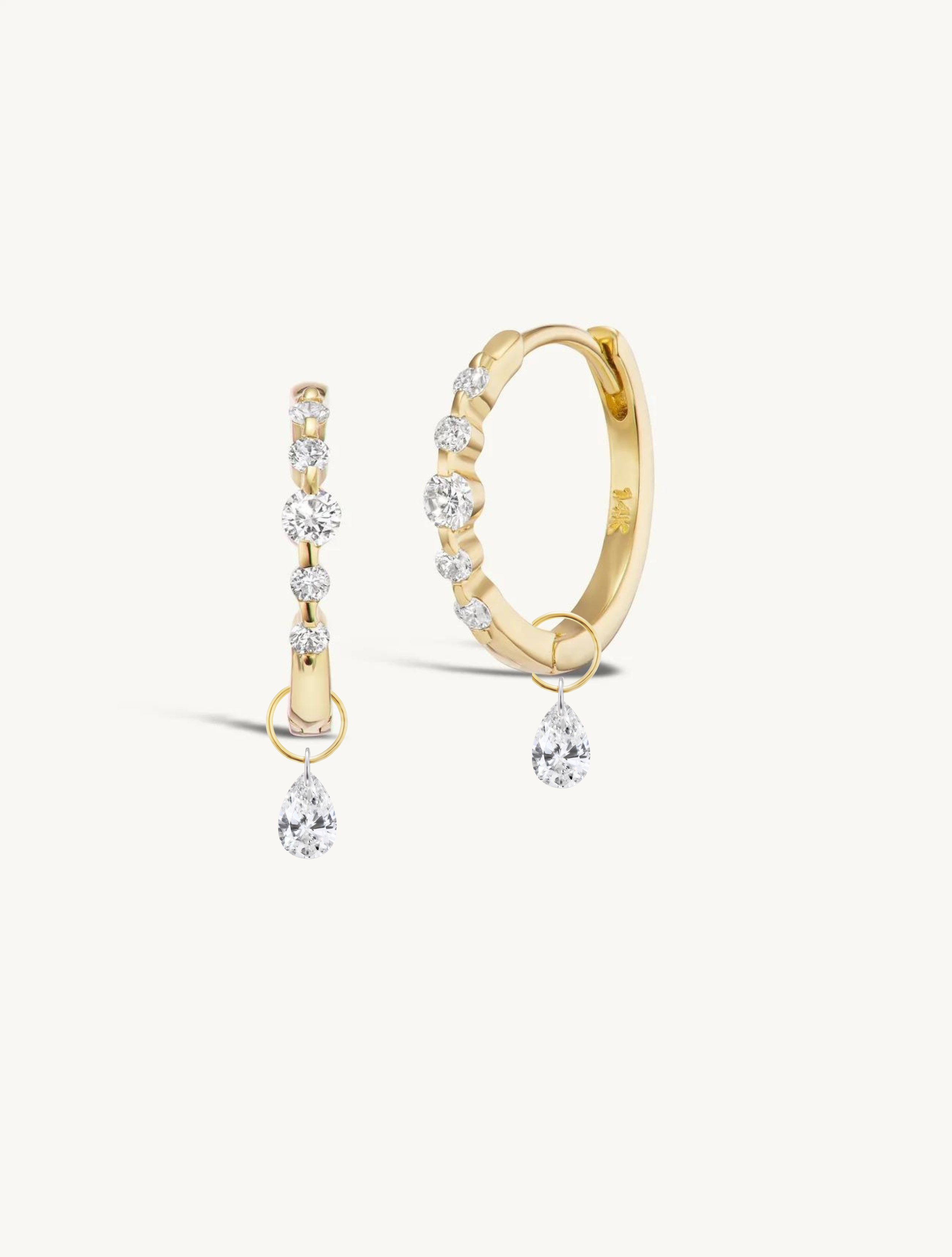 Graduating Diamond Hoops + Free Mini Diamond Charms