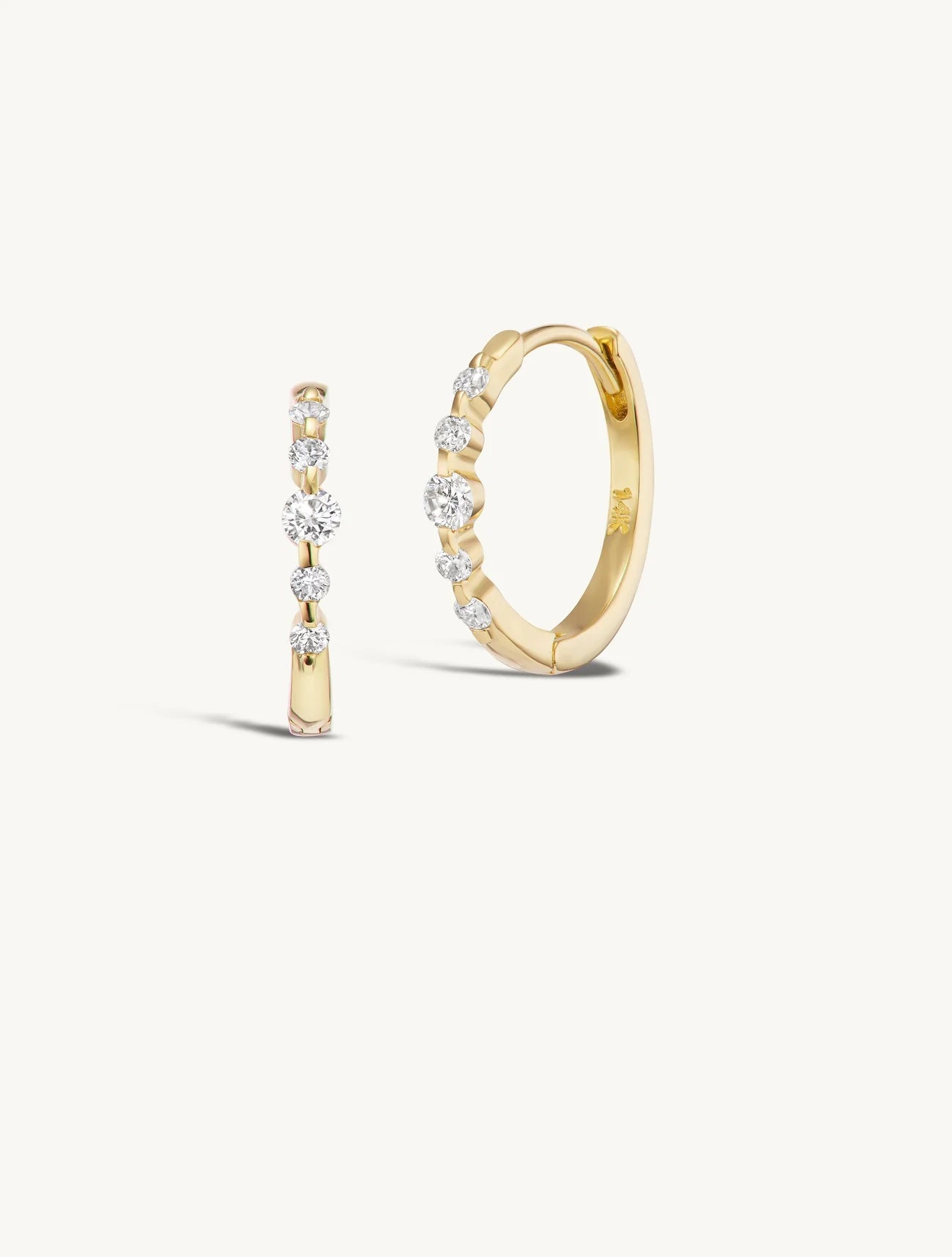 Graduating Diamond Hoops + Free Mini Round Diamond Charms