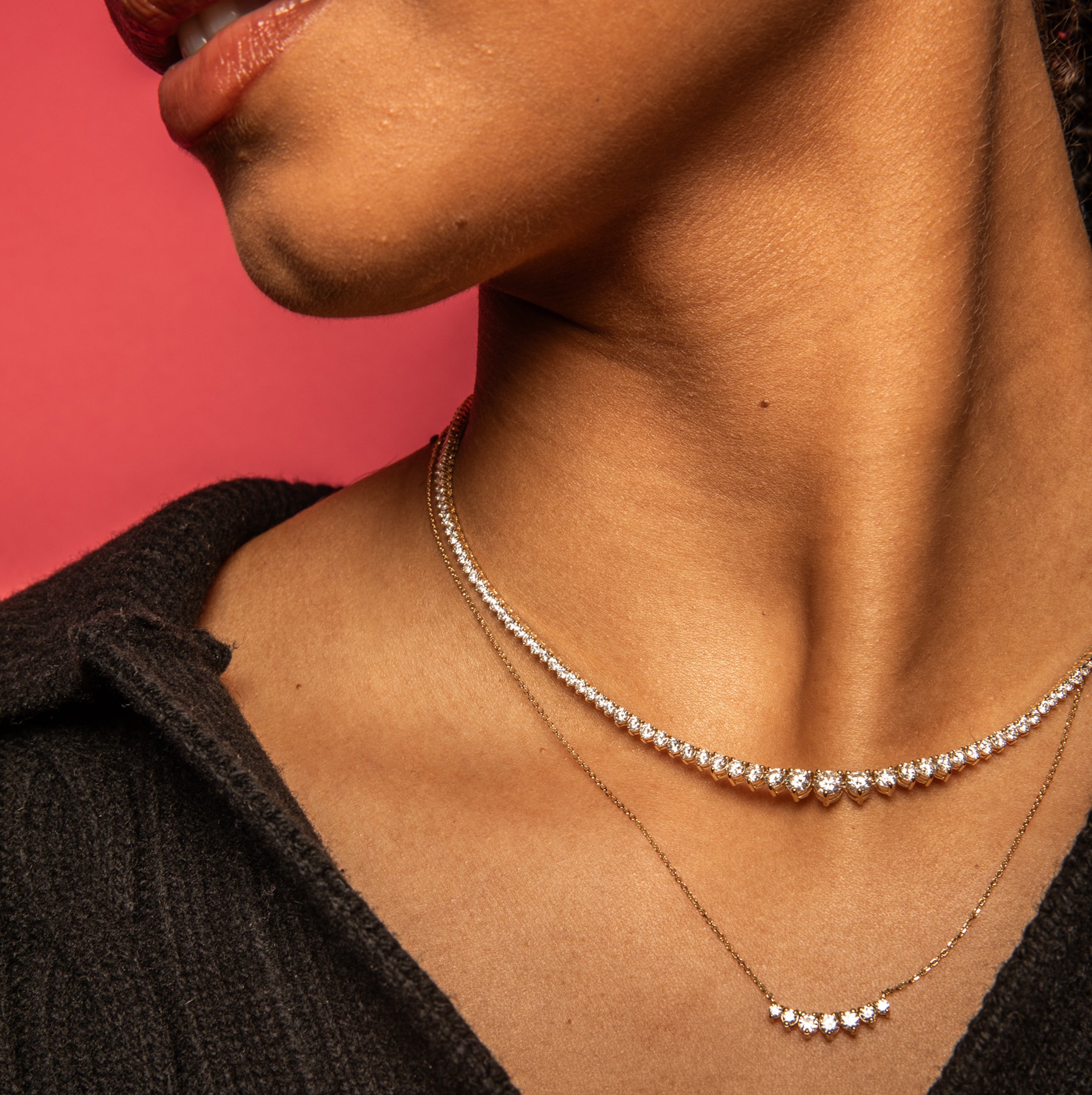 Five Carat Graduating Diamond Tennis Necklace