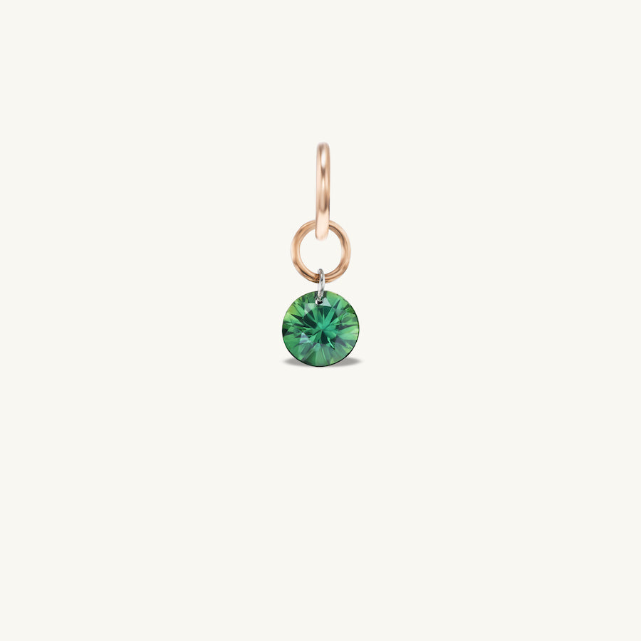 Small Round Pierced Green Sapphire Charm for Chains
