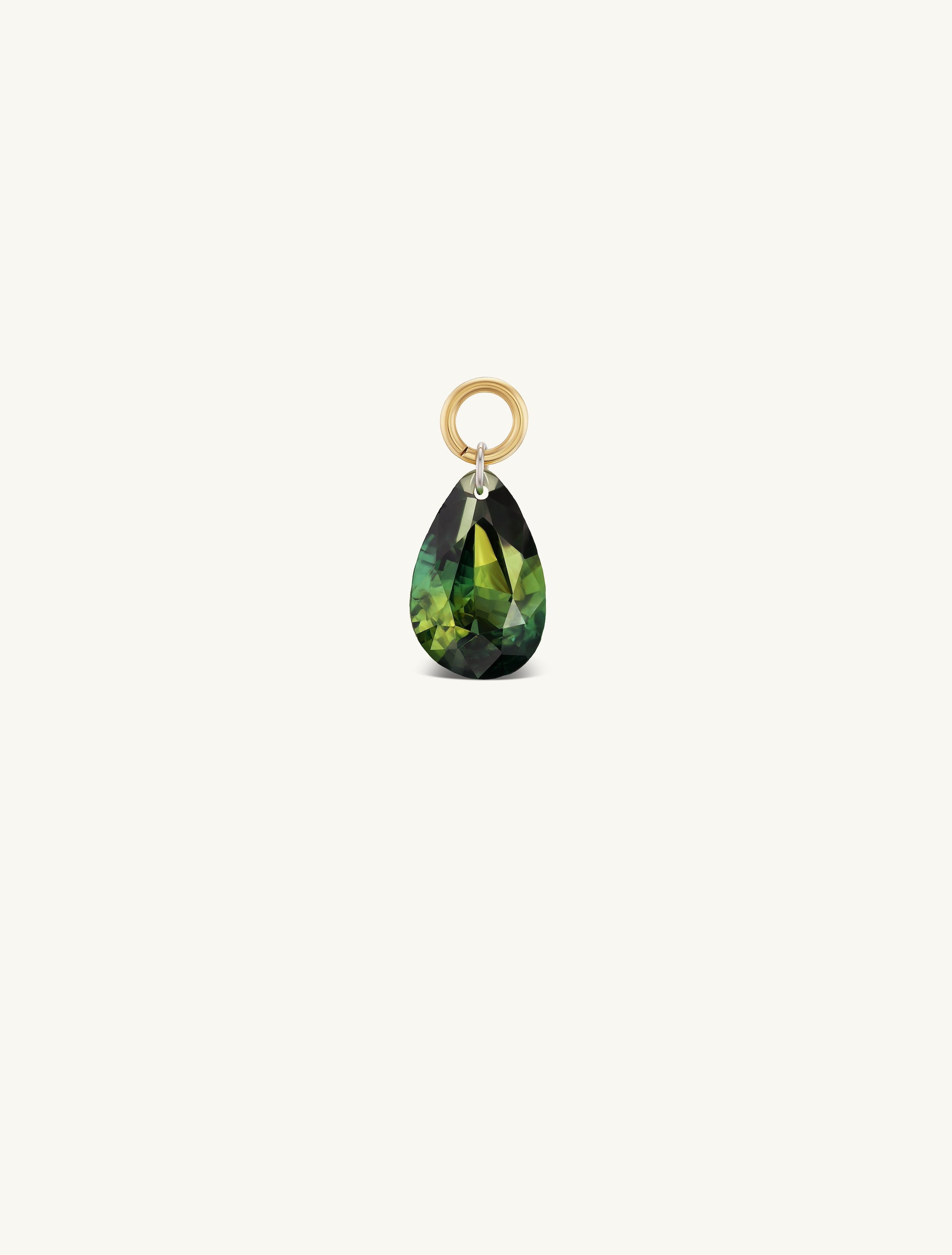 Pierced Green Pear Sapphire Charm for Huggies