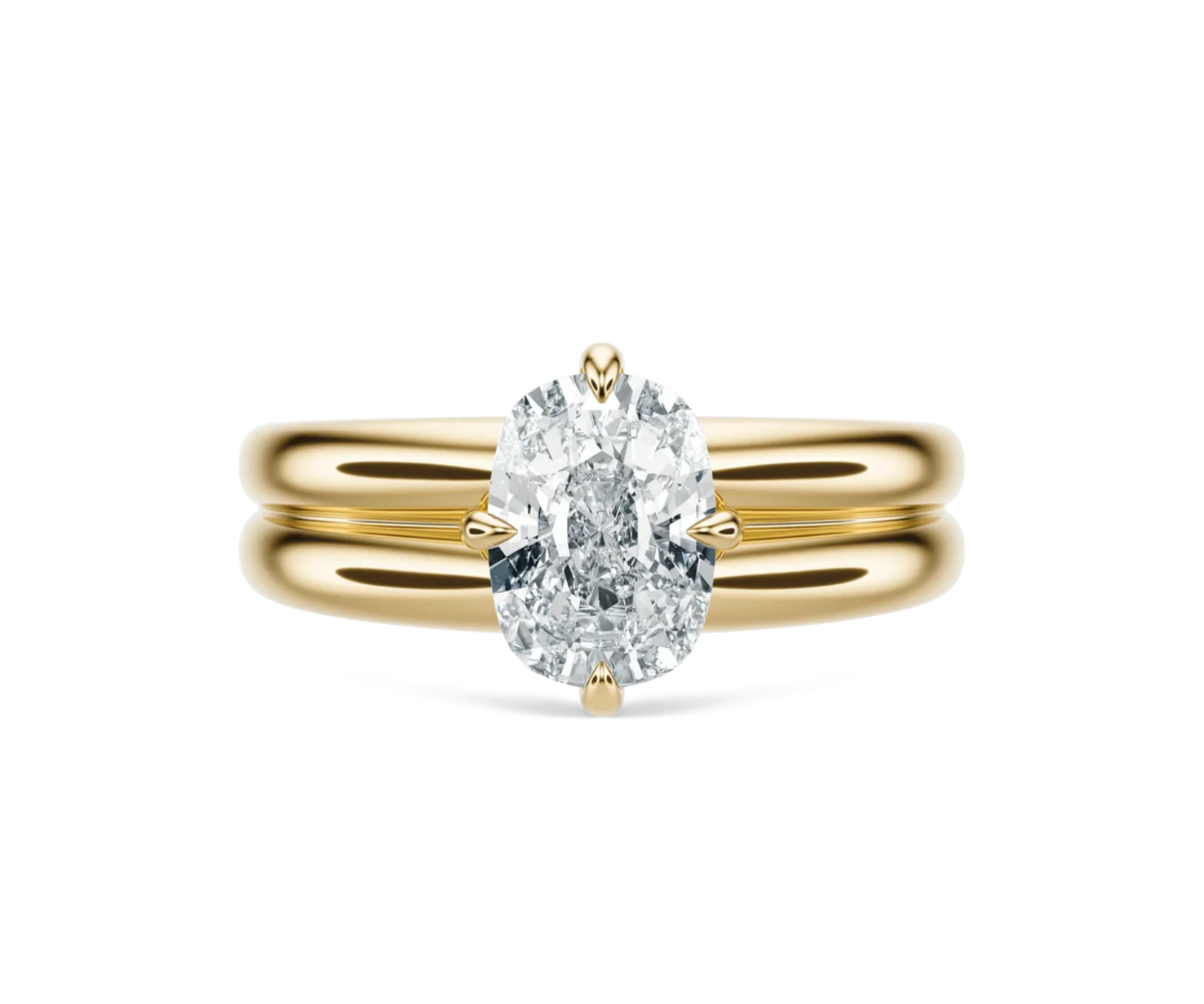 The Groove Elongated Cushion Prong Engagement Ring in 14k Yellow Gold