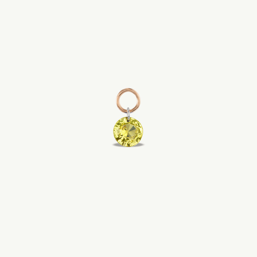 Small Round Pierced Light Yellow Sapphire Charm for Huggies