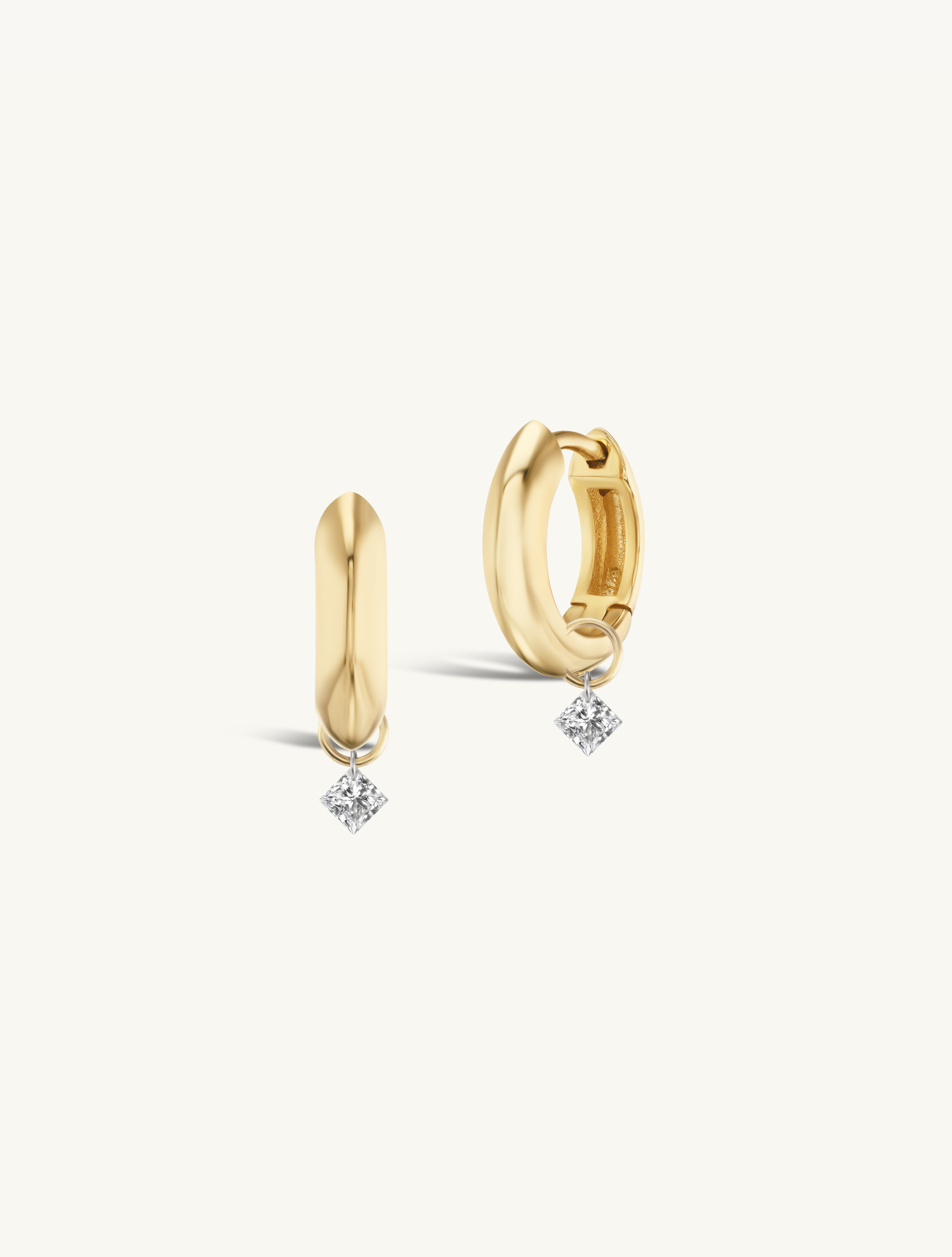 Gold Knife Edge Hoop + Free Mini Diamond Charms