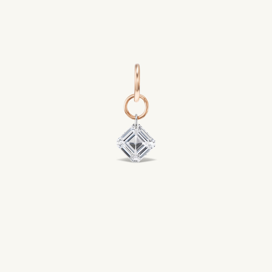 Large Asscher Pierced Diamond Charm for Chains
