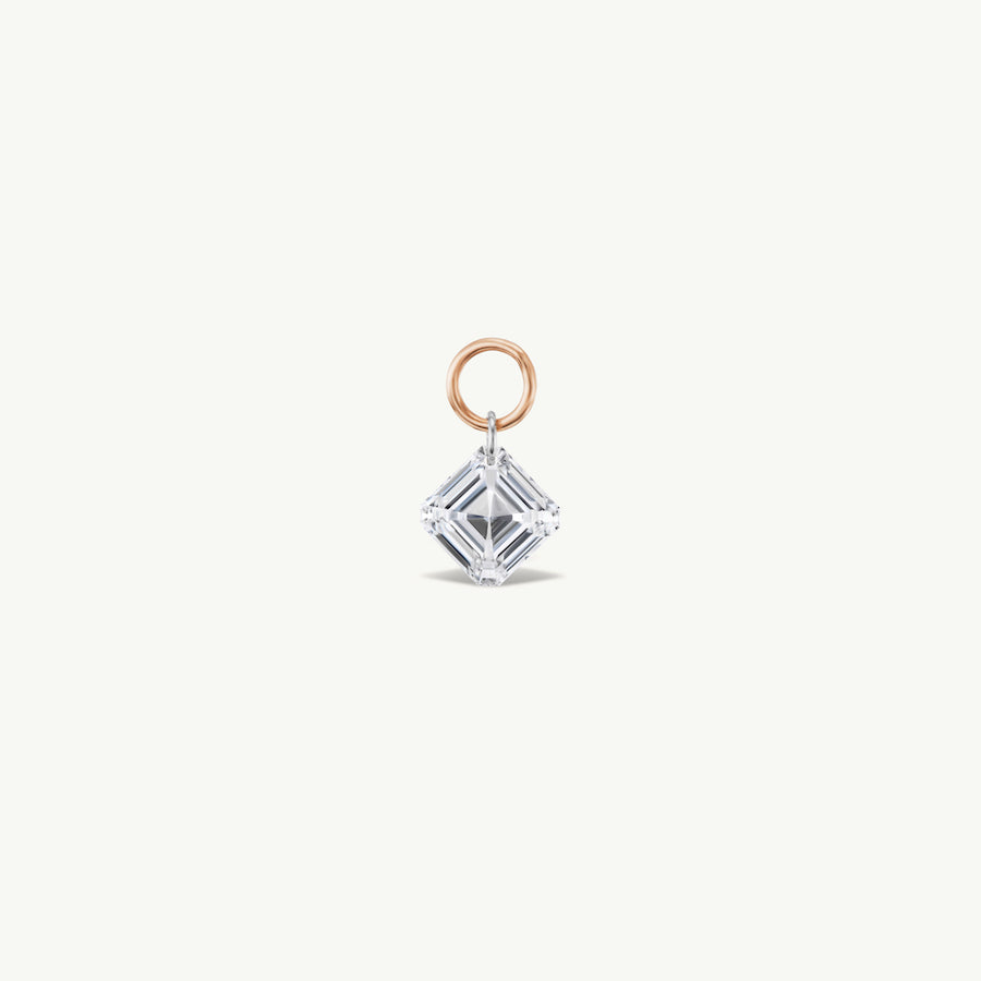 Large Asscher Pierced Diamond Charm for Huggies