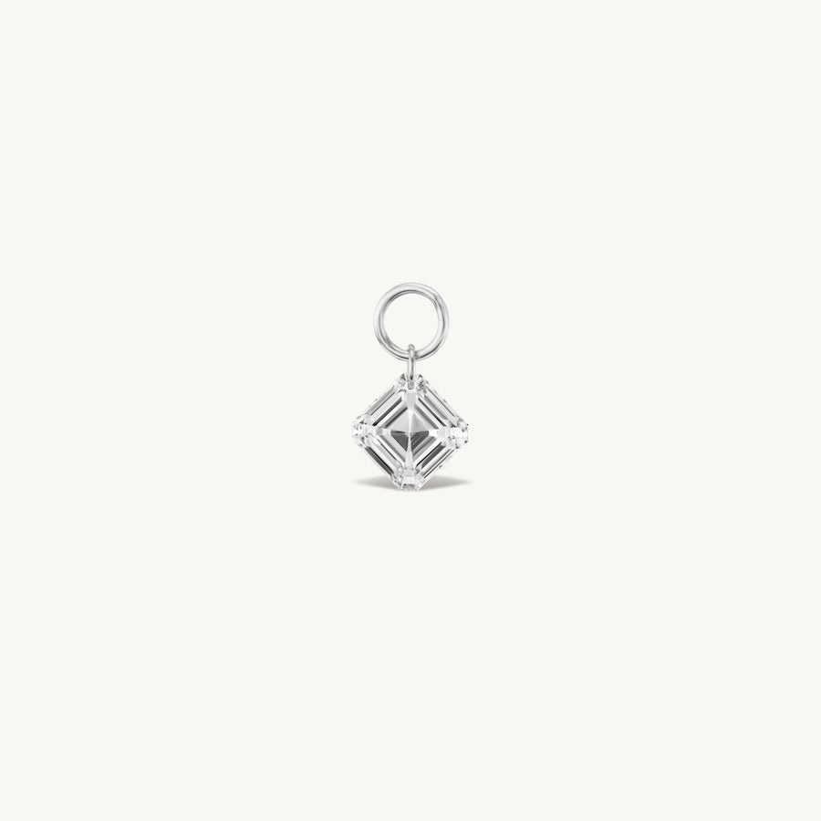 Large Asscher Pierced Diamond Charm for Huggies