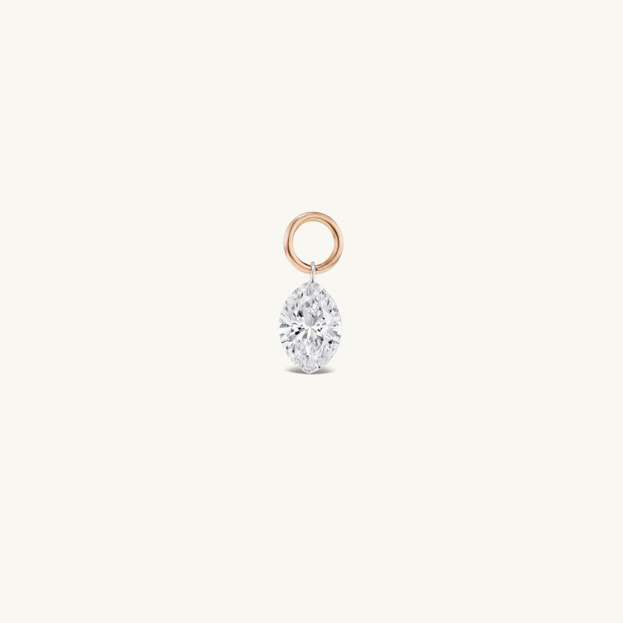 Large Marquise Pierced Diamond Charm for Huggies
