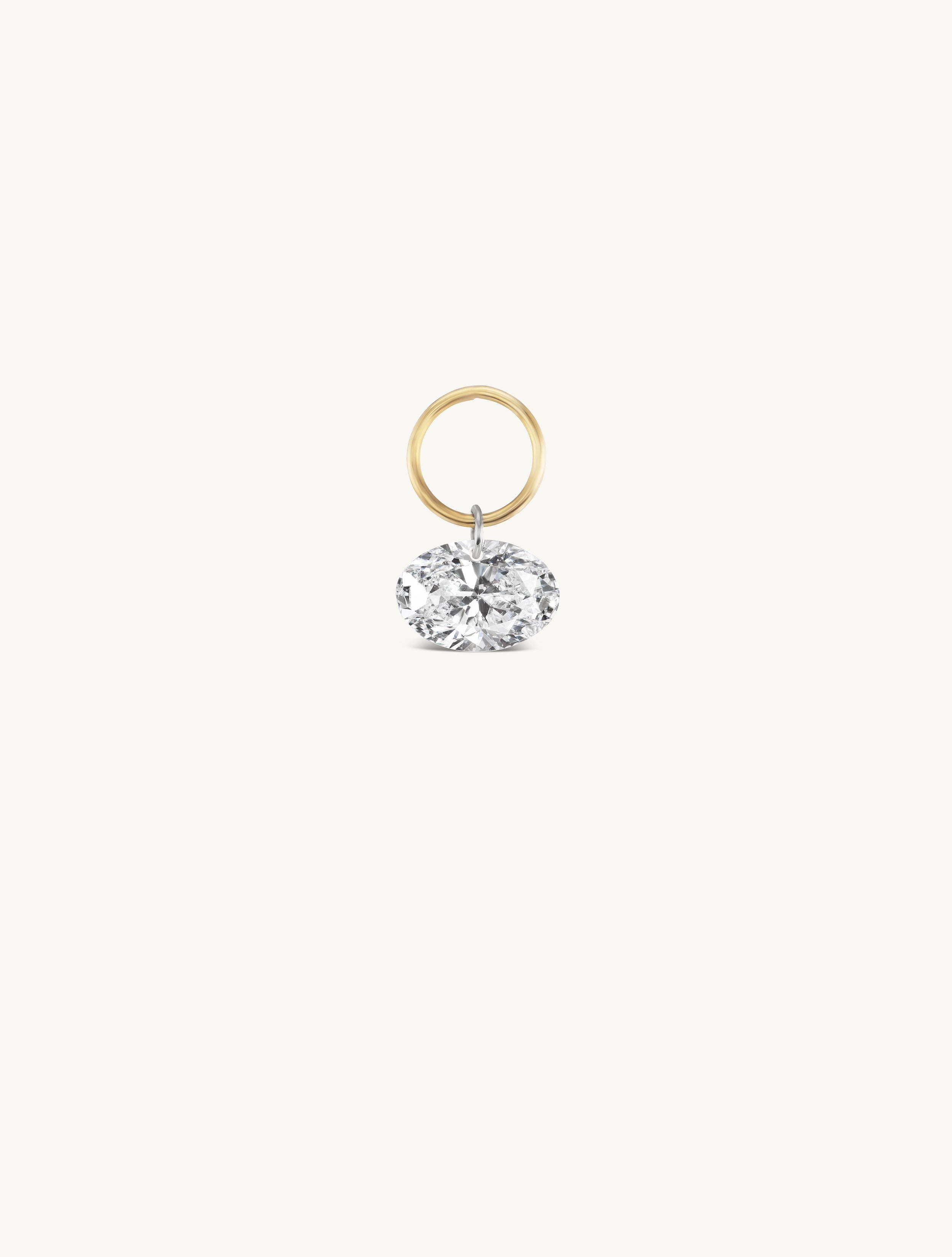 Large Oval Pierced Diamond Charm for Huggies