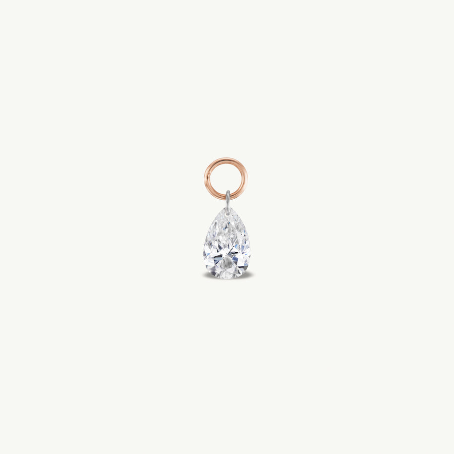 Large Pear Pierced Diamond Charm for Huggies