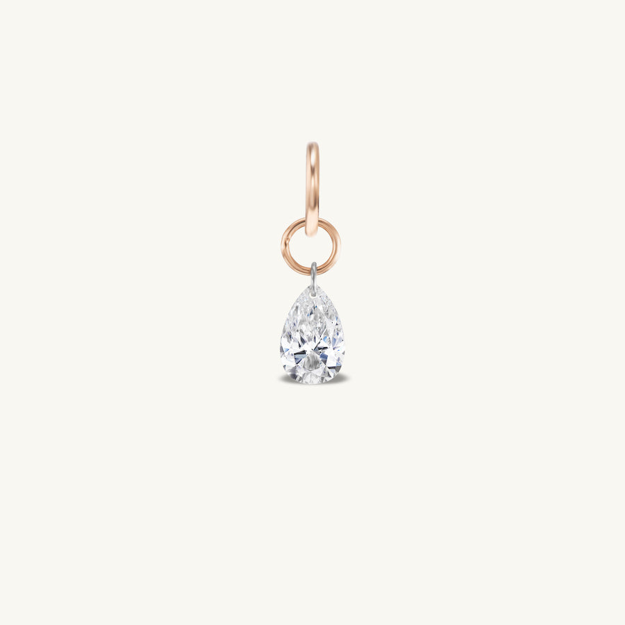 Large Pear Pierced Diamond Charm for Chains