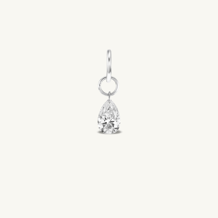 Large Pear Pierced Diamond Charm for Chains