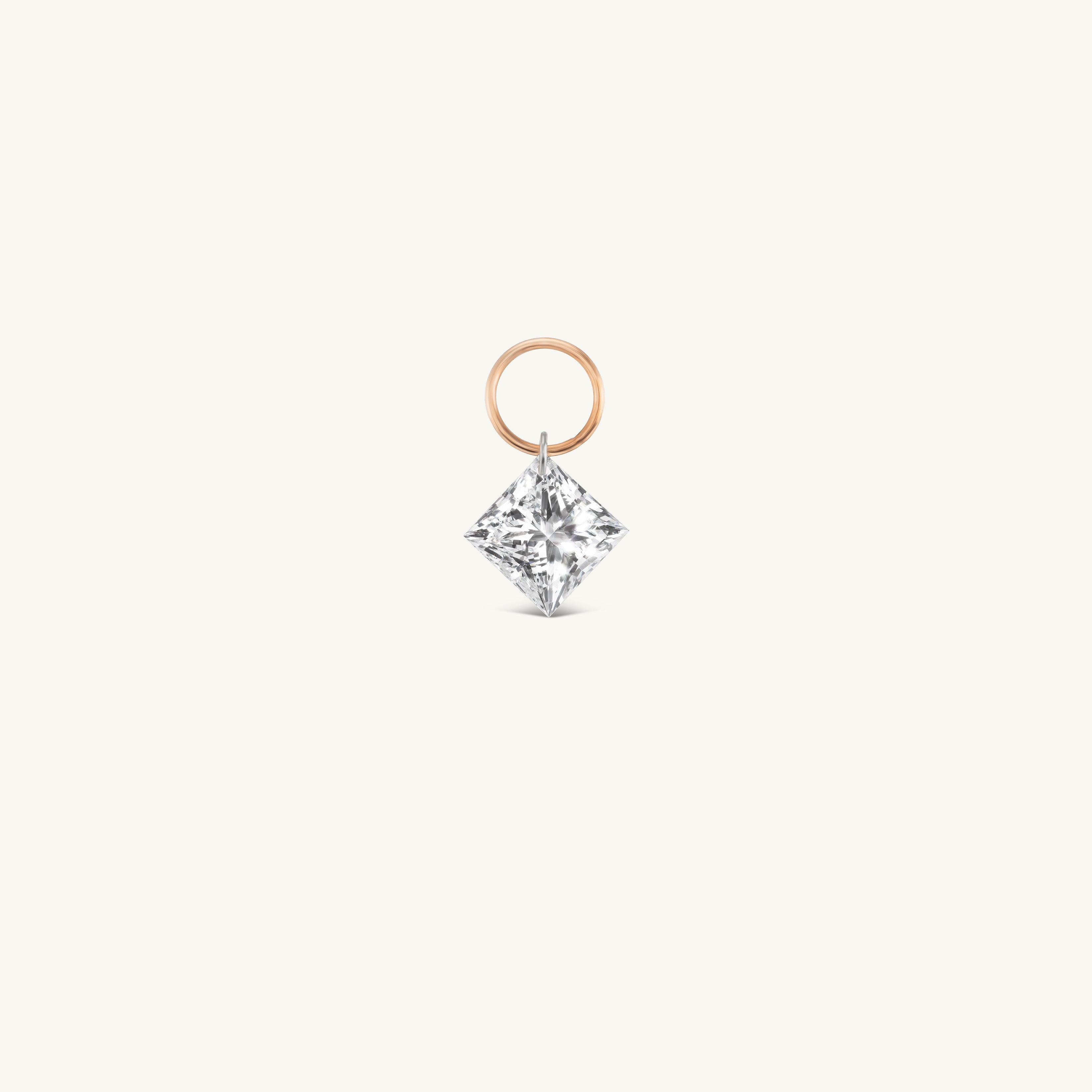 Large Princess Pierced Diamond Charm for Huggies