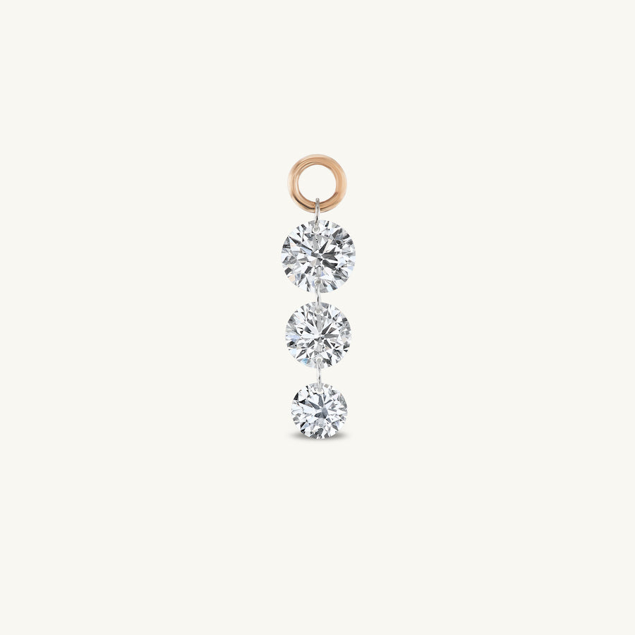 Large Triple Pierced Diamond Charm for Huggies