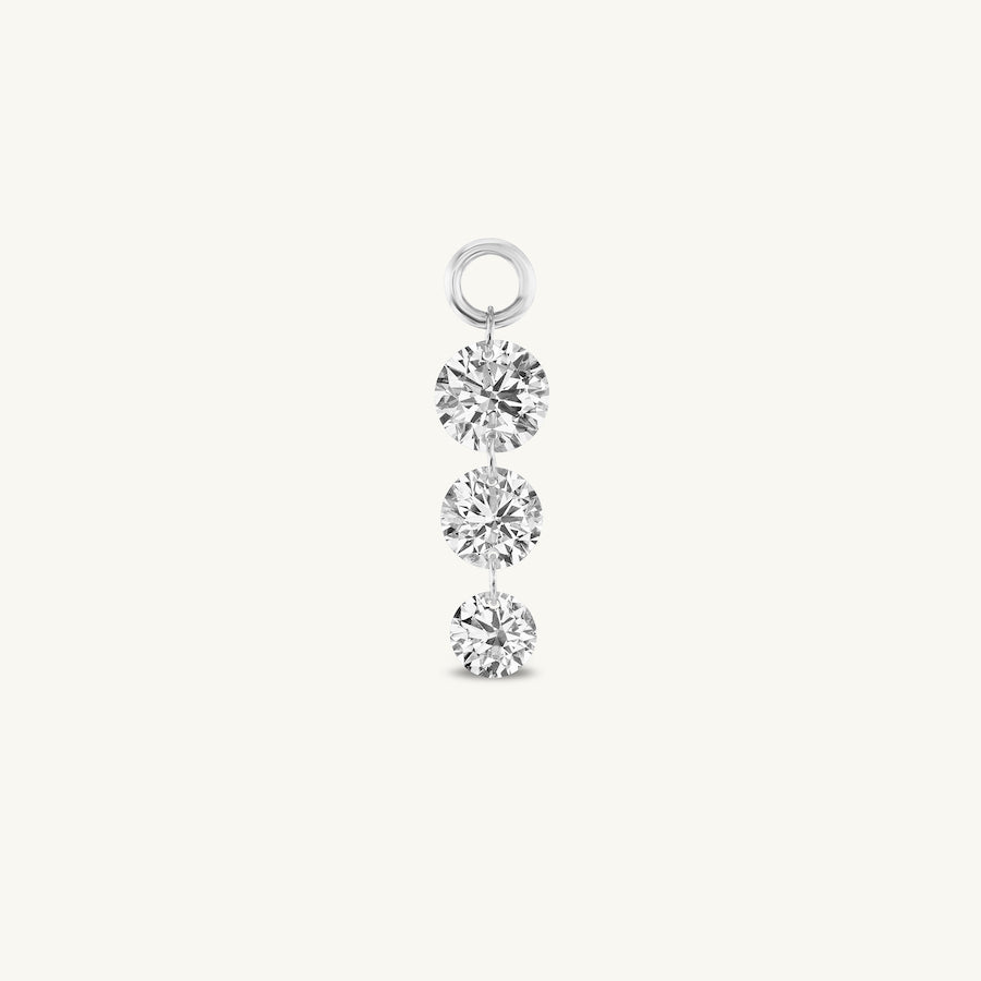 Large Triple Pierced Diamond Charm for Huggies