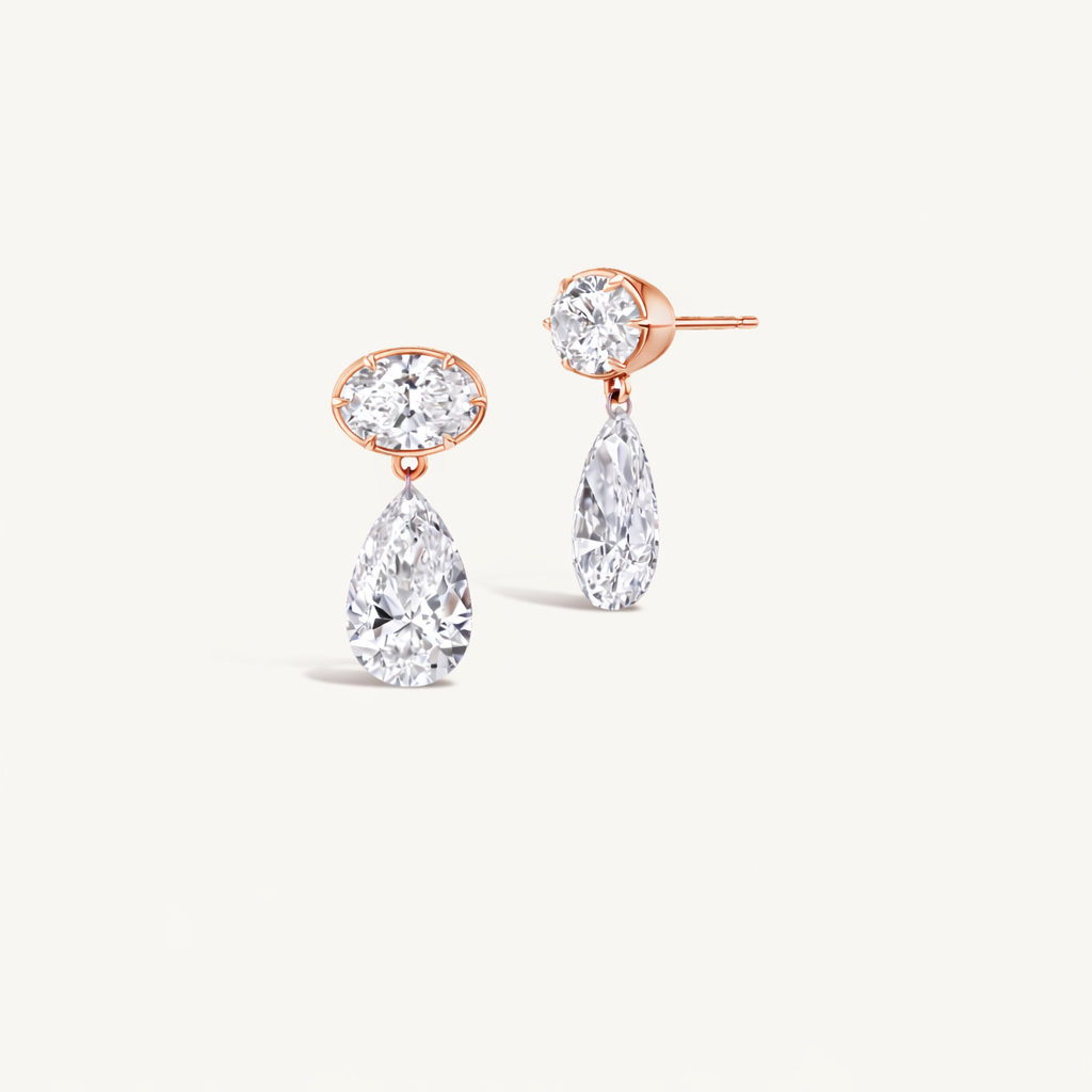 Oval & Pierced Pear Drop Studs