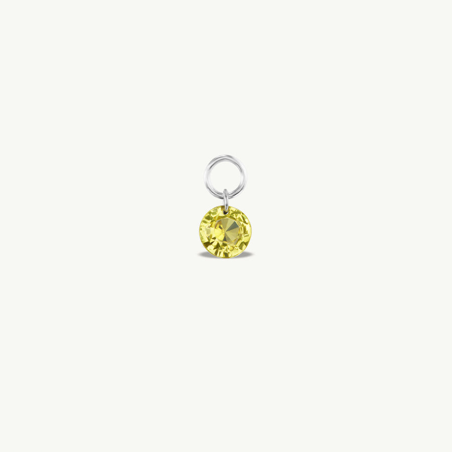 Small Round Pierced Light Yellow Sapphire Charm for Huggies