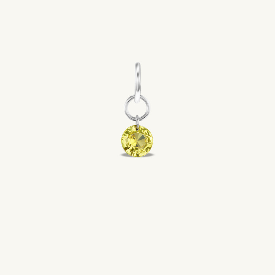 Small Round Pierced Light Yellow Sapphire Charm for Chains
