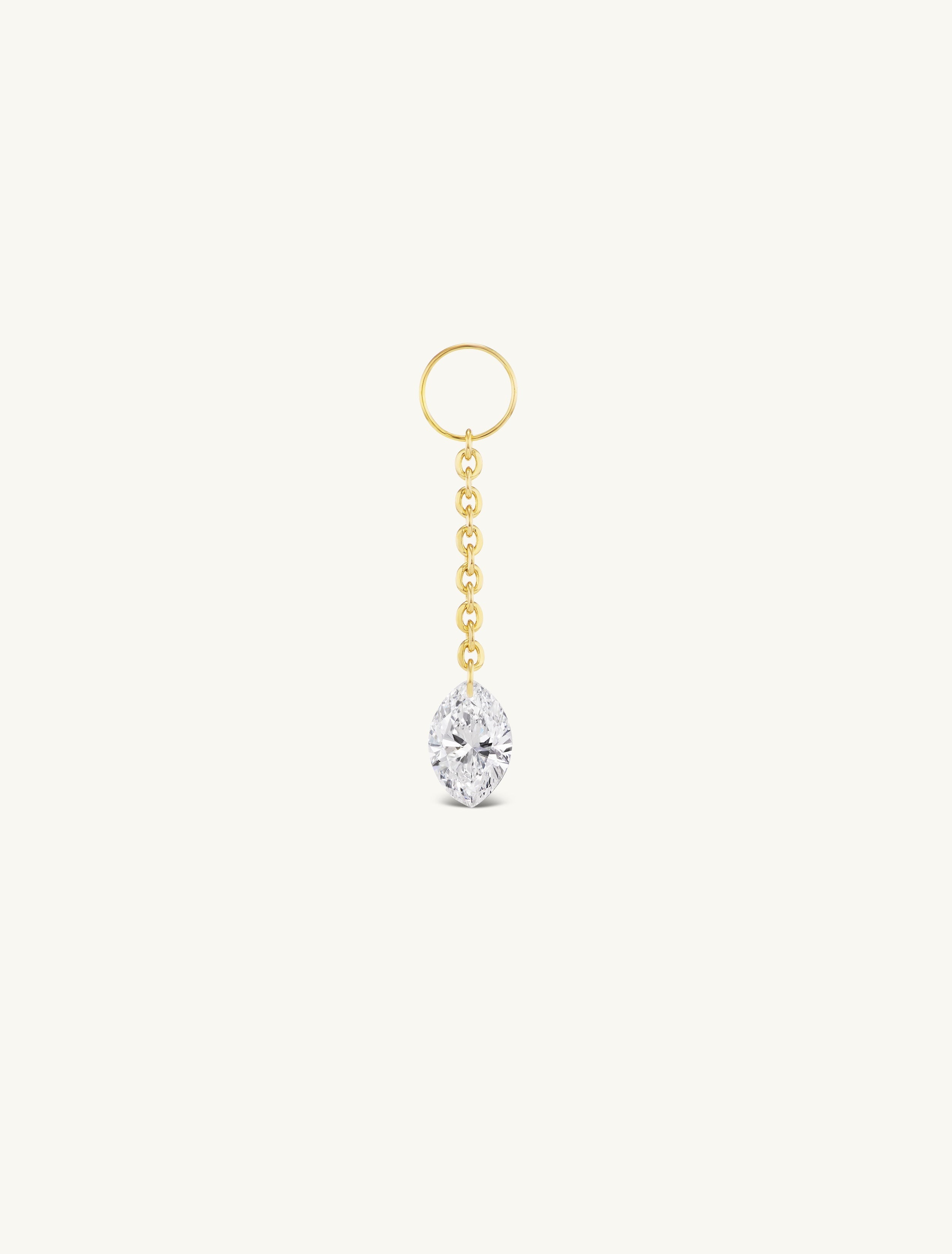 Dangling Marquise Pierced Diamond Charm for Huggies