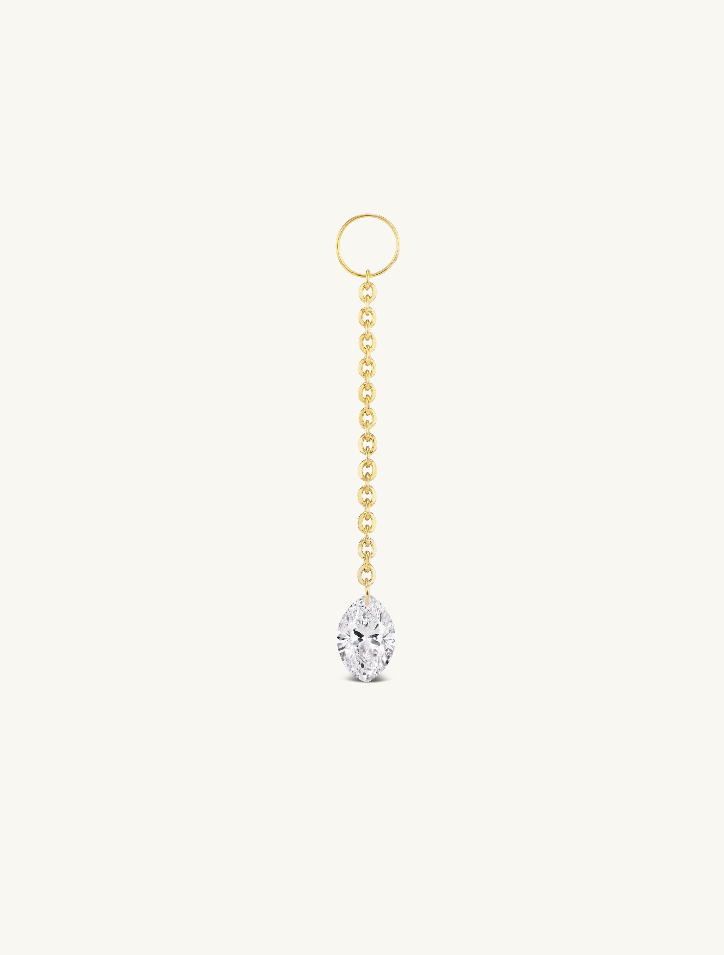 Long Dangling Marquise Pierced Diamond Charm for Huggies