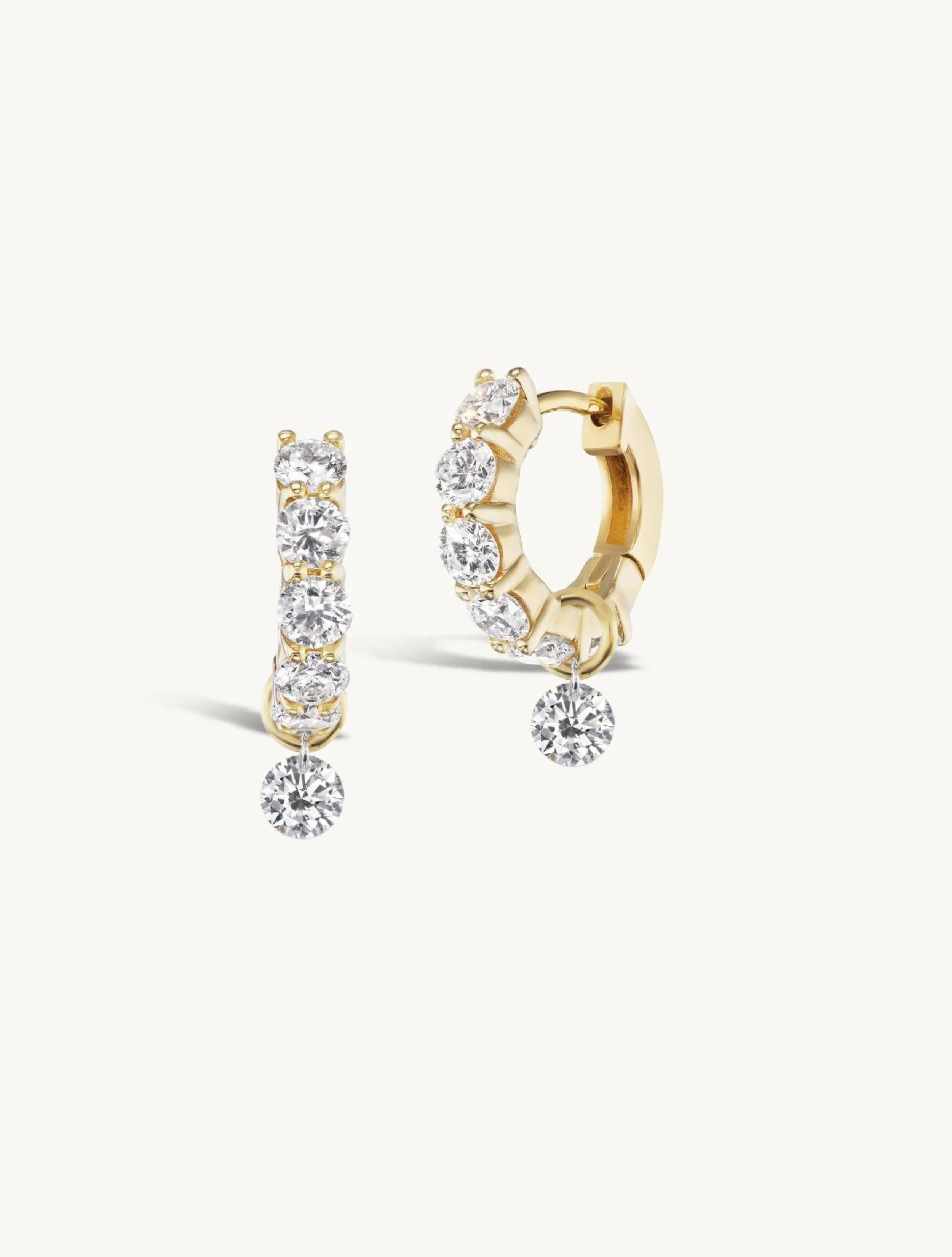 Double Prong Medium Diamond Hoops + Free Mini Round Diamond Charms
