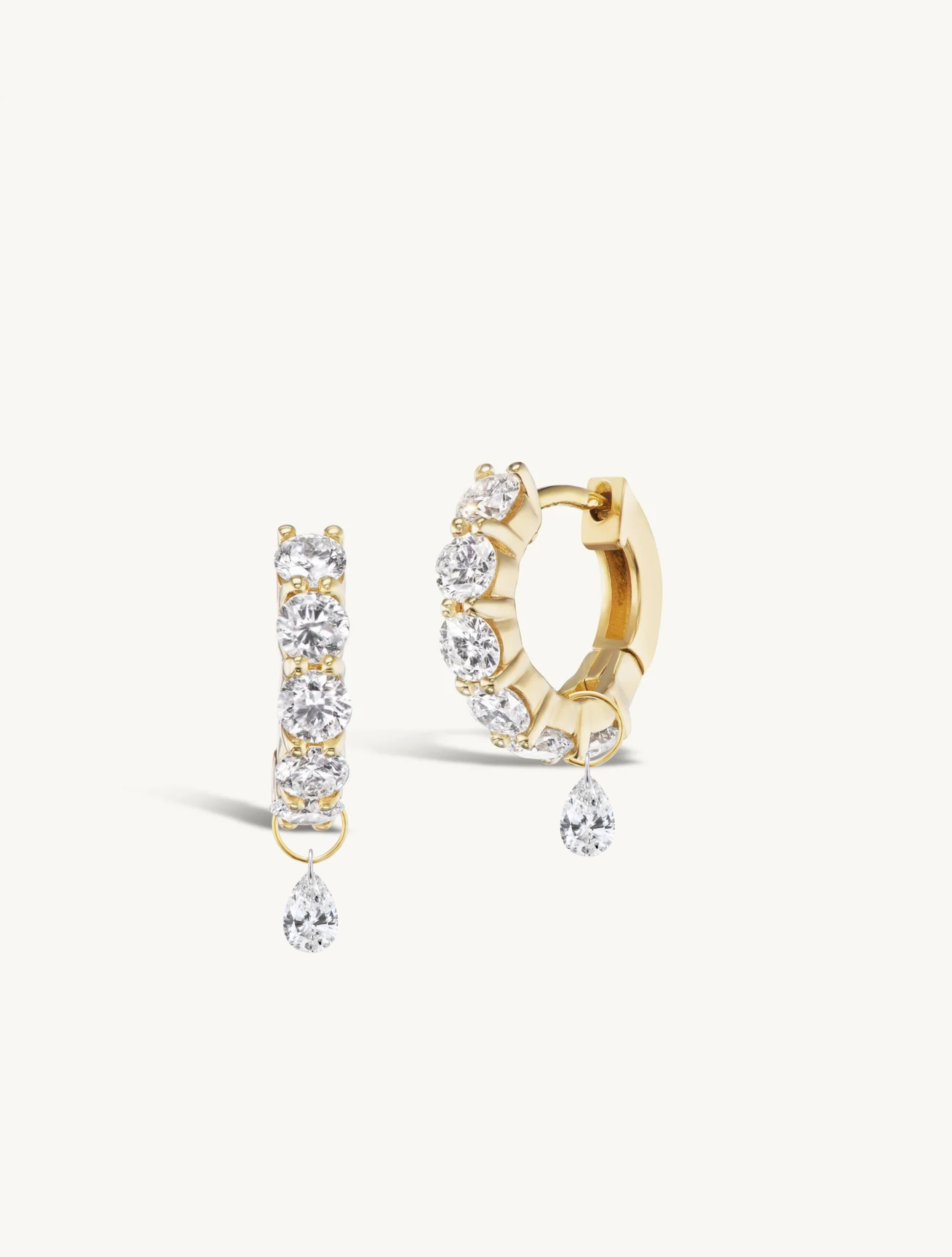 Double Prong Medium Diamond Hoops + Free Mini Diamond Charms